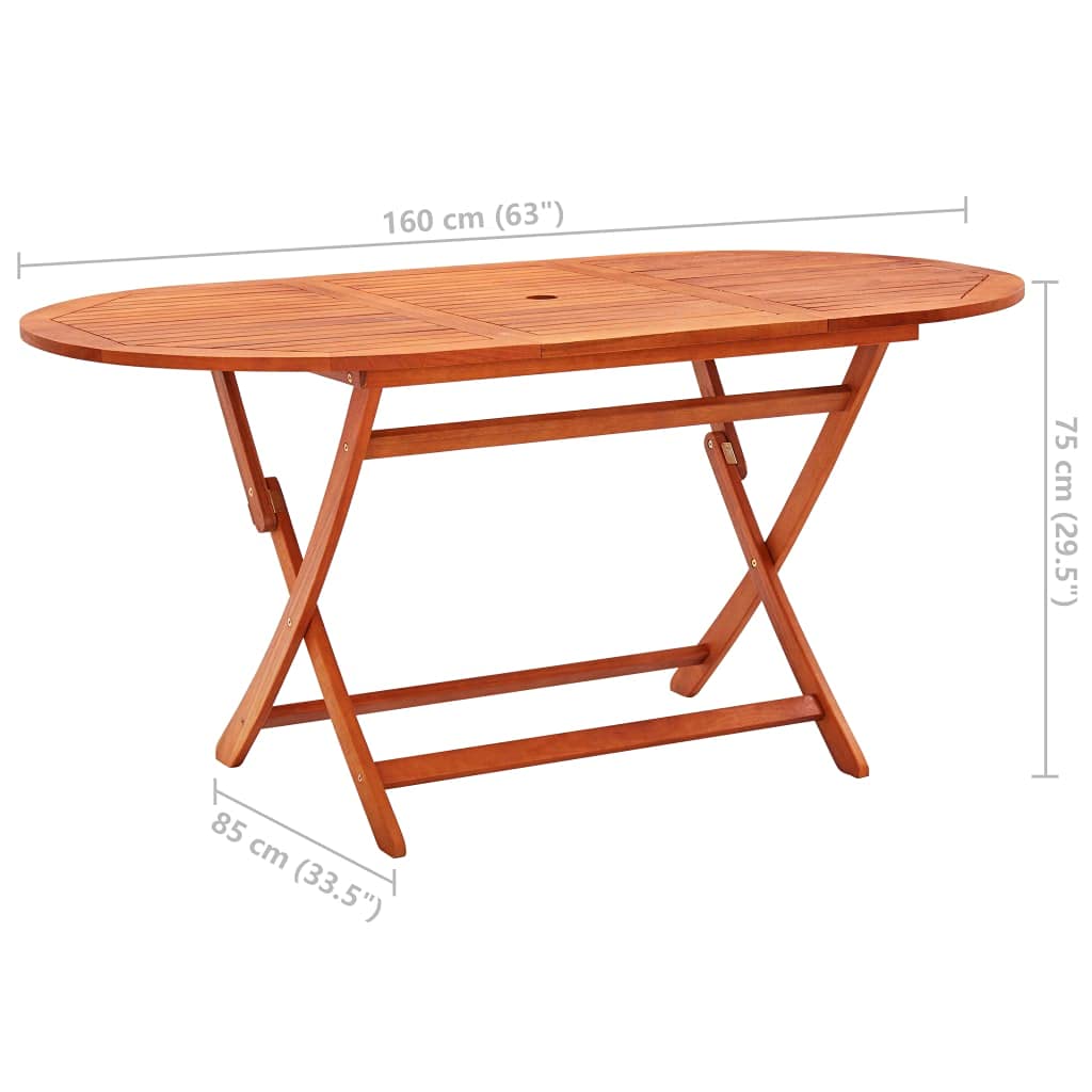 Foldable Solid Eucalyptus Wood Outdoor Table - 63