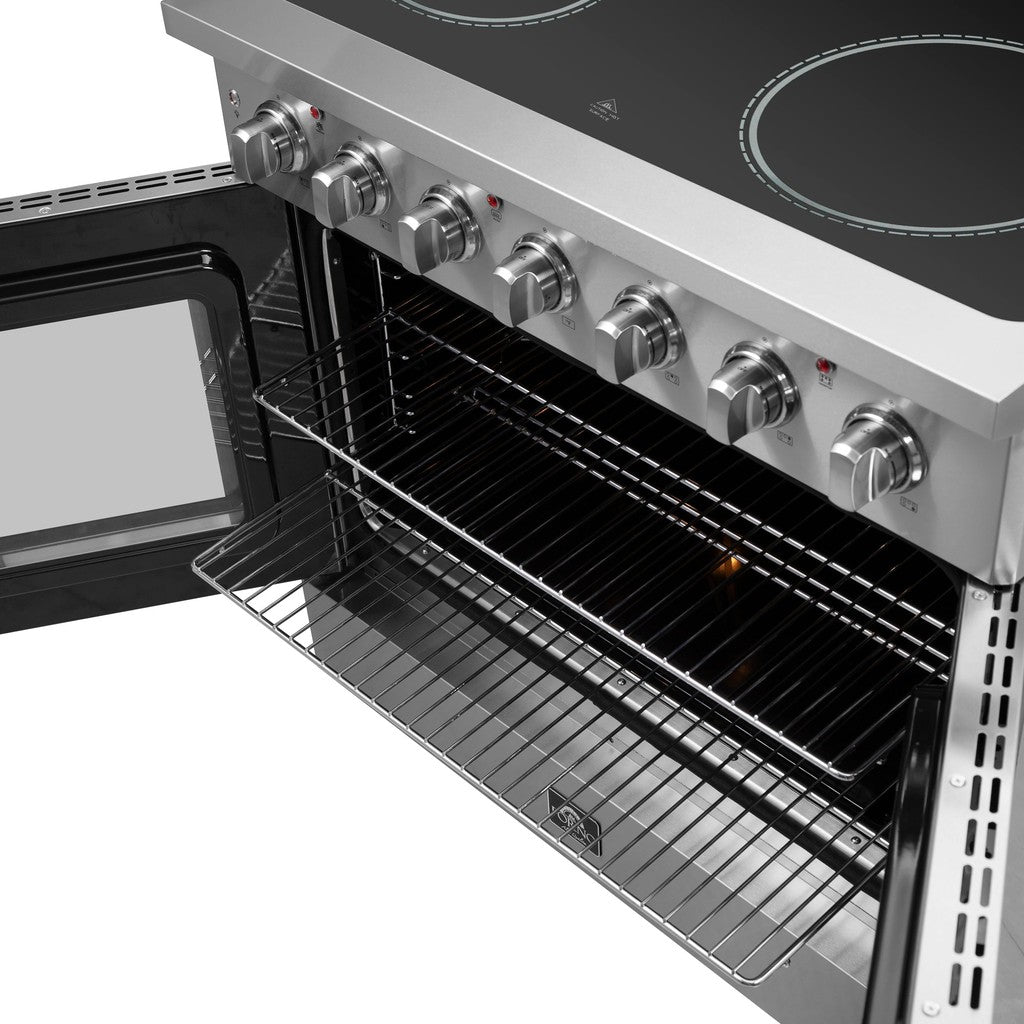 Forno Galiano 36-inch 5.36 cu. ft. Stainless Steel French Door Freestanding Electric Range - FFSEL6917 36 | Perfect for Modern Kitchens, Home Chefs & Entertaining