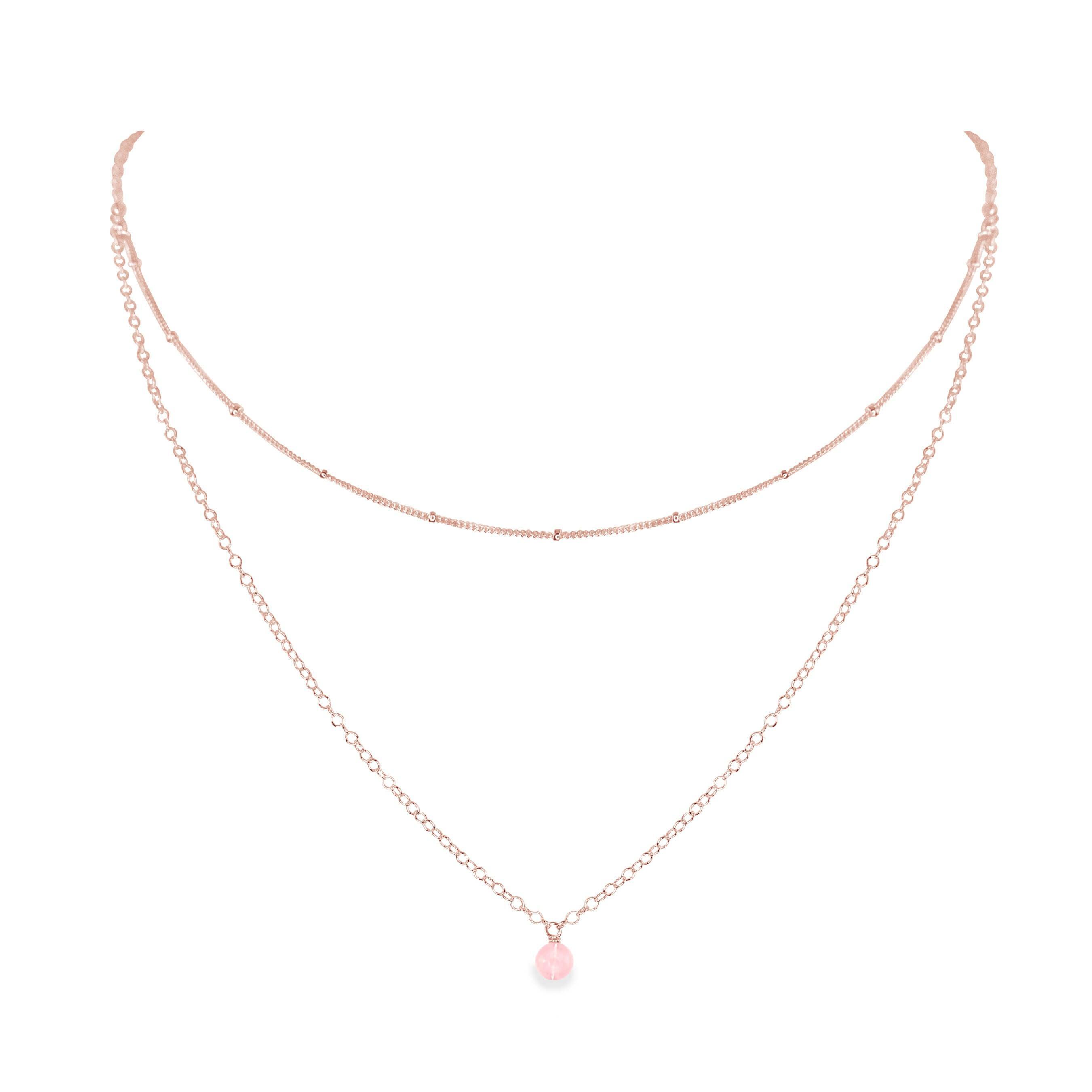 Rose Quartz Gemstone Layered Choker Necklace - Elegant Crystal Healing Jewelry for Women, Perfect for Daily Wear, Meditation & Spiritual Gifts