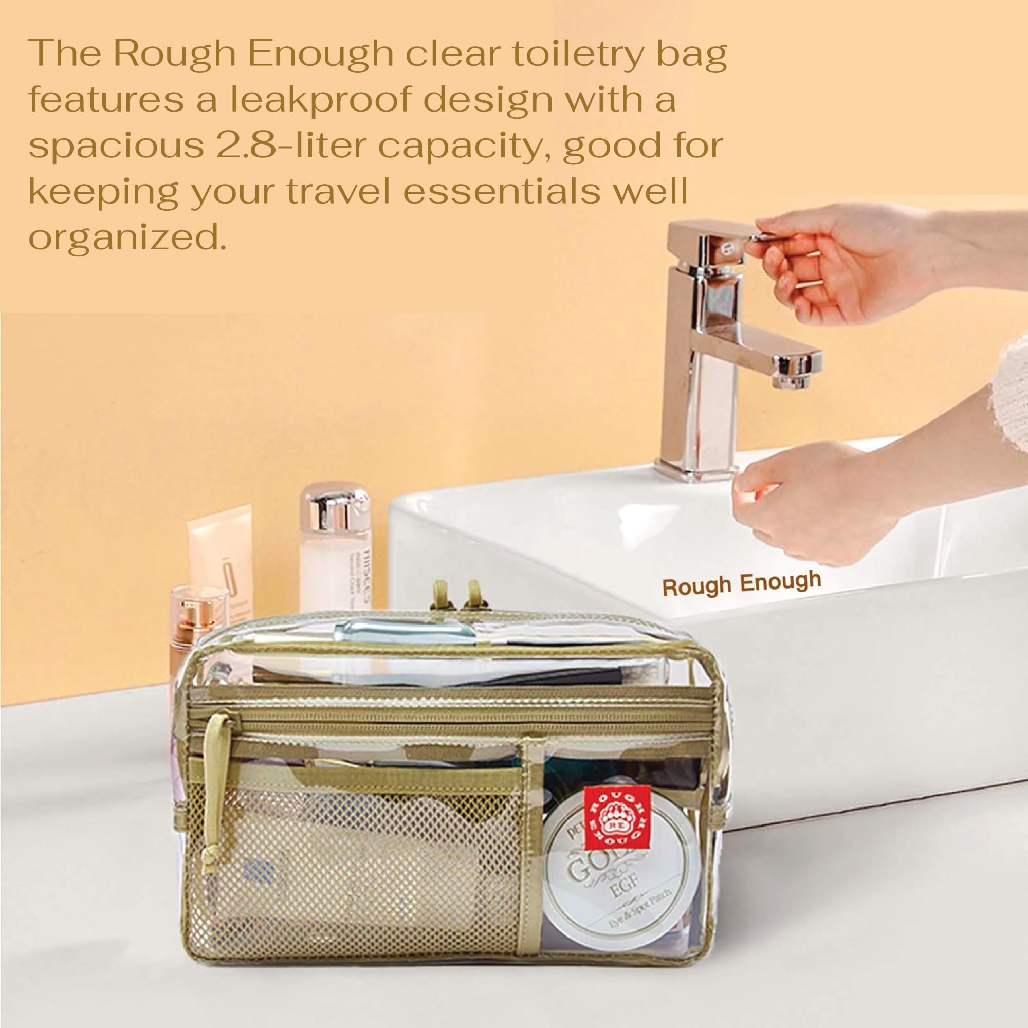 Clear Travel Toiletry Bag for Women & Men - Small Cosmetic Makeup Organizer with Durable Rough Texture - Perfect for Airplane, Gym, Camping & Daily Storage