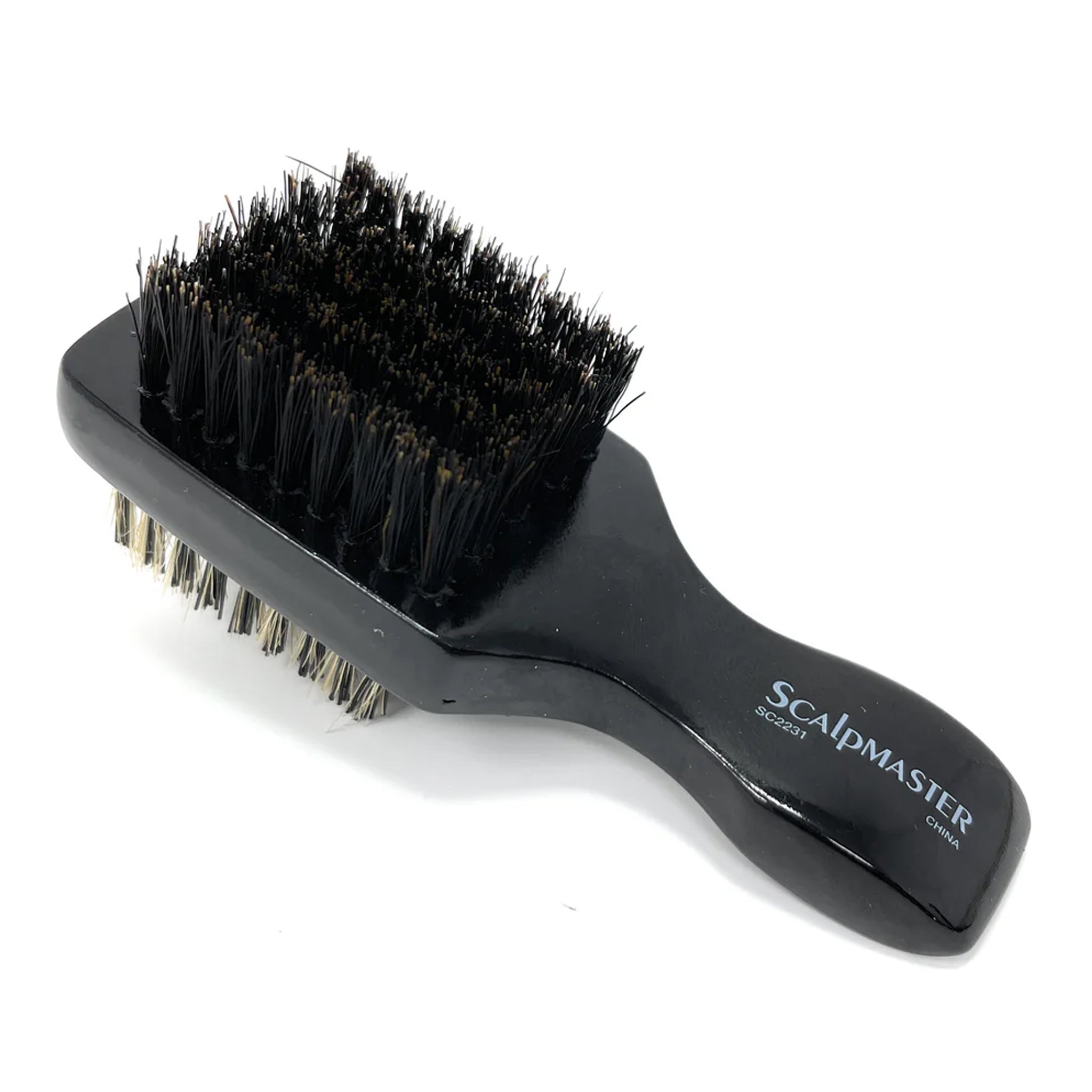 Scalpmaster 2-Sided Mini Club Brush - 5 Rows 100% Natural Boar Bristles for Beard & Hair Styling - Perfect for Travel & Daily Grooming (1 Piece)
