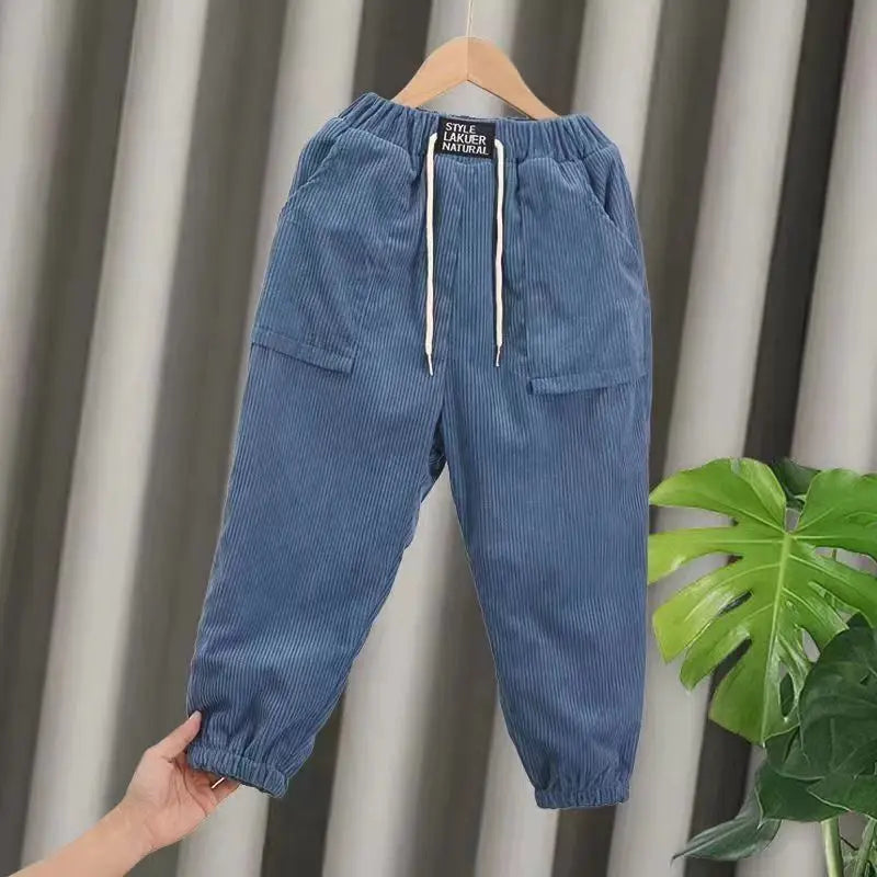 Kids Corduroy Velvet Pants - High Waist Thick Warm Winter Trousers for Girls & Boys | Harajuku Fashion Cute Outfit for School, Play & Holiday