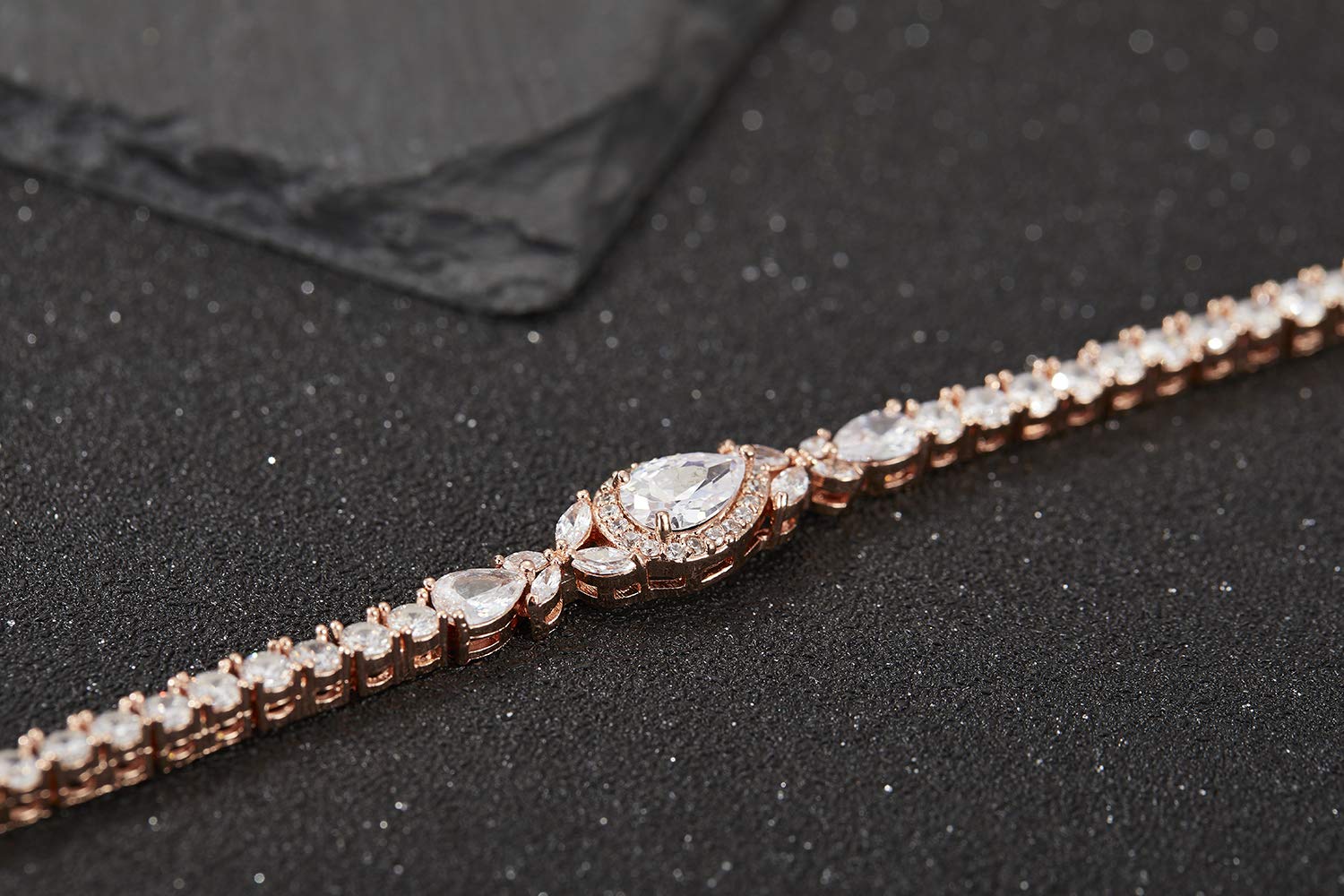 SWEETV 5A Cubic Zirconia Teardrop Tennis Bracelet - Elegant Crystal Rhinestone Wedding Jewelry for Bride, Bridesmaid & Women | Perfect for Bridal Shower, Engagement Party & Formal Occasions