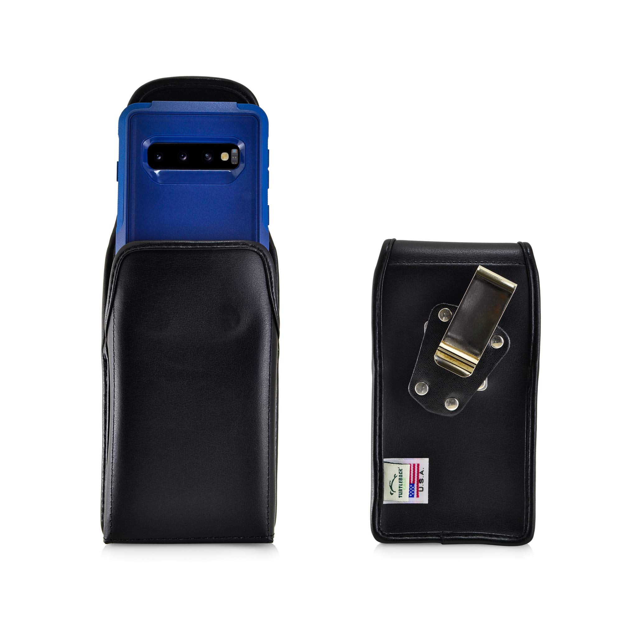 Premium Leather Phone Holster for Samsung Galaxy S25/S24/S23/S22/S21/S20 - Black Belt Clip Phone Holder for Shockproof & Symmetry Cases - Durable Metal Clip Cell Phone Pouch for Commuting, Hiking & Outdoor Activities