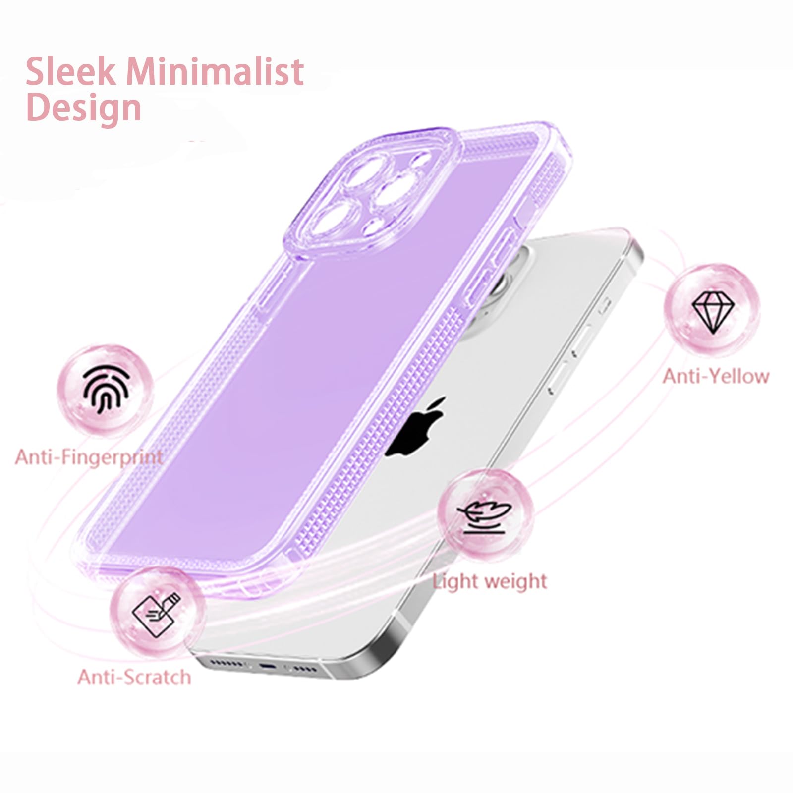 ZTOFERA Sparkly Cute Clear iPhone 13 Pro Case 6.1 inch - Glitter Bling Flexible Soft TPU Silicone Protective Cover for Women & Girls (Purple) | Perfect for Daily Use, Parties & Gifting