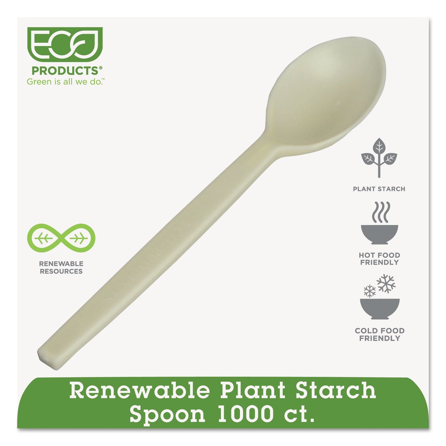 Eco-Friendly Plant Starch Teaspoon in Cream Color - Biodegradable Disposable Cutlery for Parties, Picnics & Sustainable Dining
