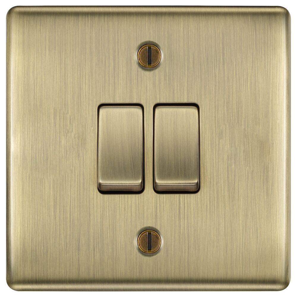 BG Nexus Metal Antique Brass 2G Intermediate Light Switch NAB2GINT - Vintage Style Electrical Switch for Home, Office & Commercial Use