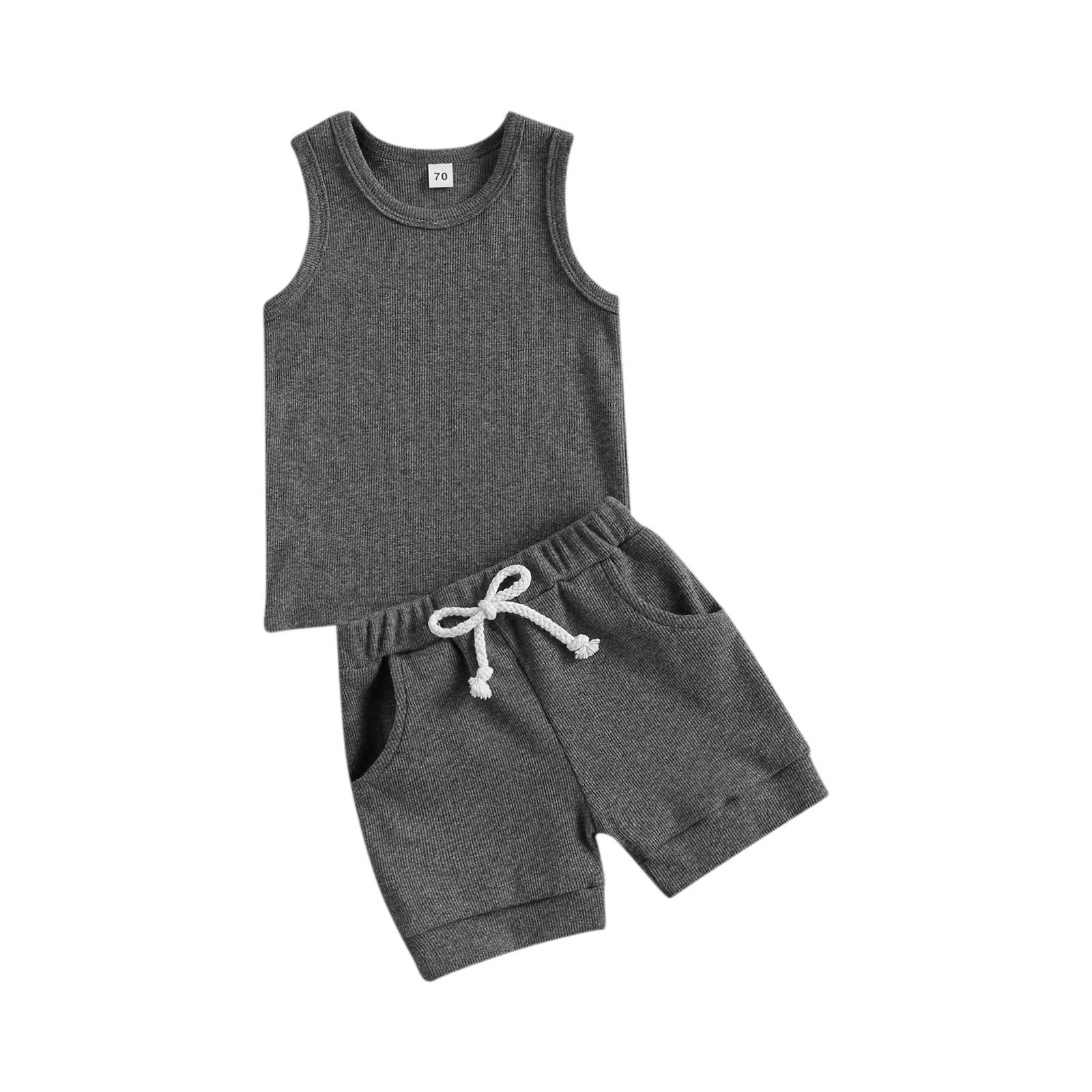 Newborn Baby Boy Girl Summer Outfit Set - Sleeveless T-Shirt & Shorts 0-3T | Soft Cotton Solid Color Clothes for Infants | Perfect for Playtime, Beach & Outdoor Activities