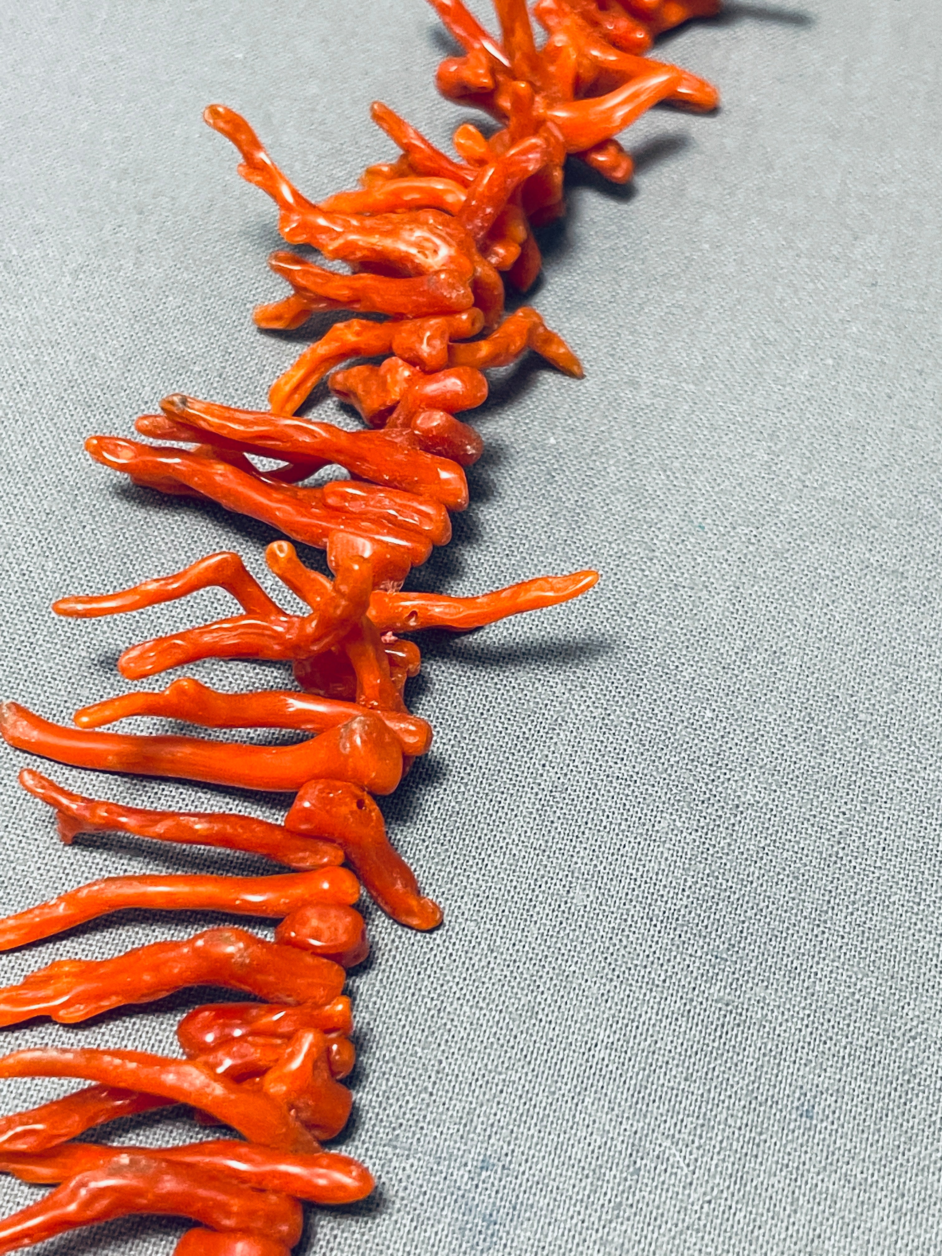 14K Gold Vintage Native American Navajo Coral Necklace - Rare Handcrafted Jewelry for Women, Gift for Her, Boho Chic Accessory for Special Occasions