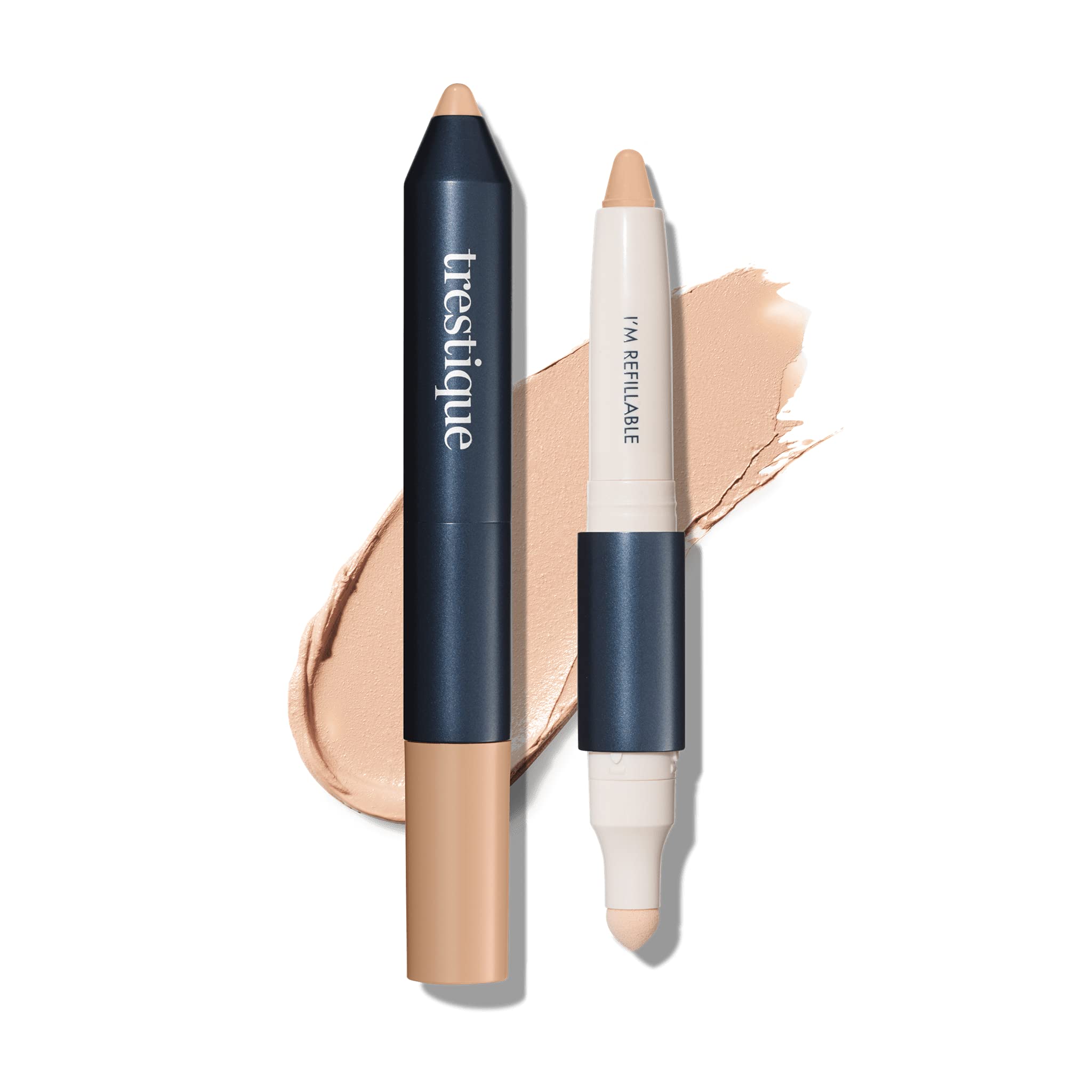 Trestique Refillable Concealer Crayon with Built-In Blending Sponge | Sustainable Under Eye & Clean Beauty Makeup | Perfect for Travel & On-The-Go Touch-Ups