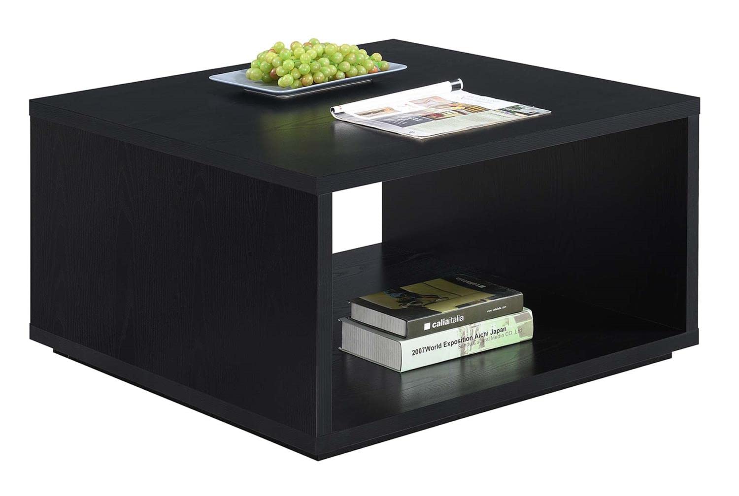 Convenience Concepts Northfield Admiral Square Coffee Table - Black Modern End Table for Living Room, Sofa & Lounge Furniture - Perfect for Home Decor & Entertainment Spaces