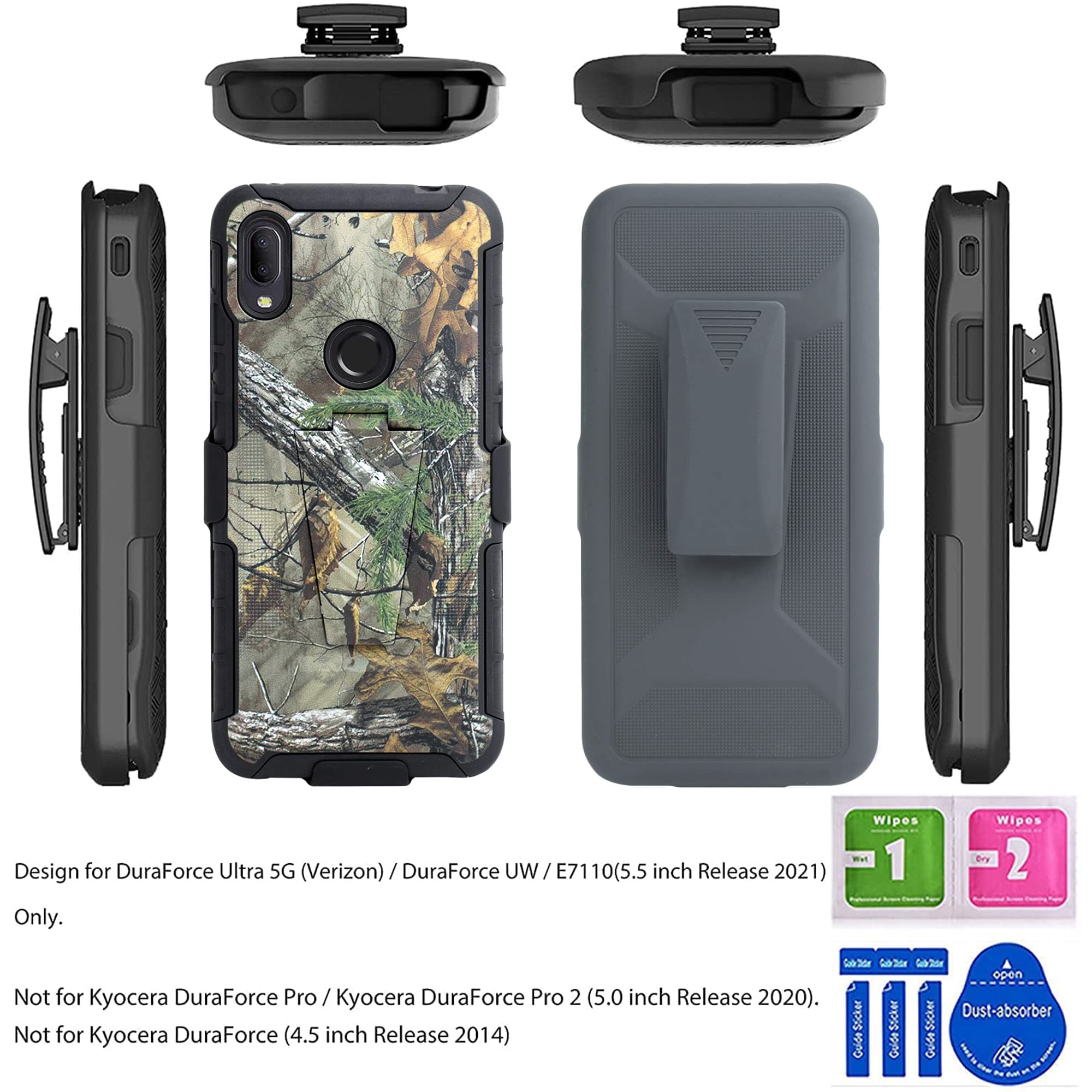 Jitterbug Smart 3 Heavy Duty Shockproof Case with Tempered Glass & Swivel Belt Clip - Camo Holster Cover with Kickstand for Seniors | Perfect for Outdoor Activities, Travel & Everyday Protection