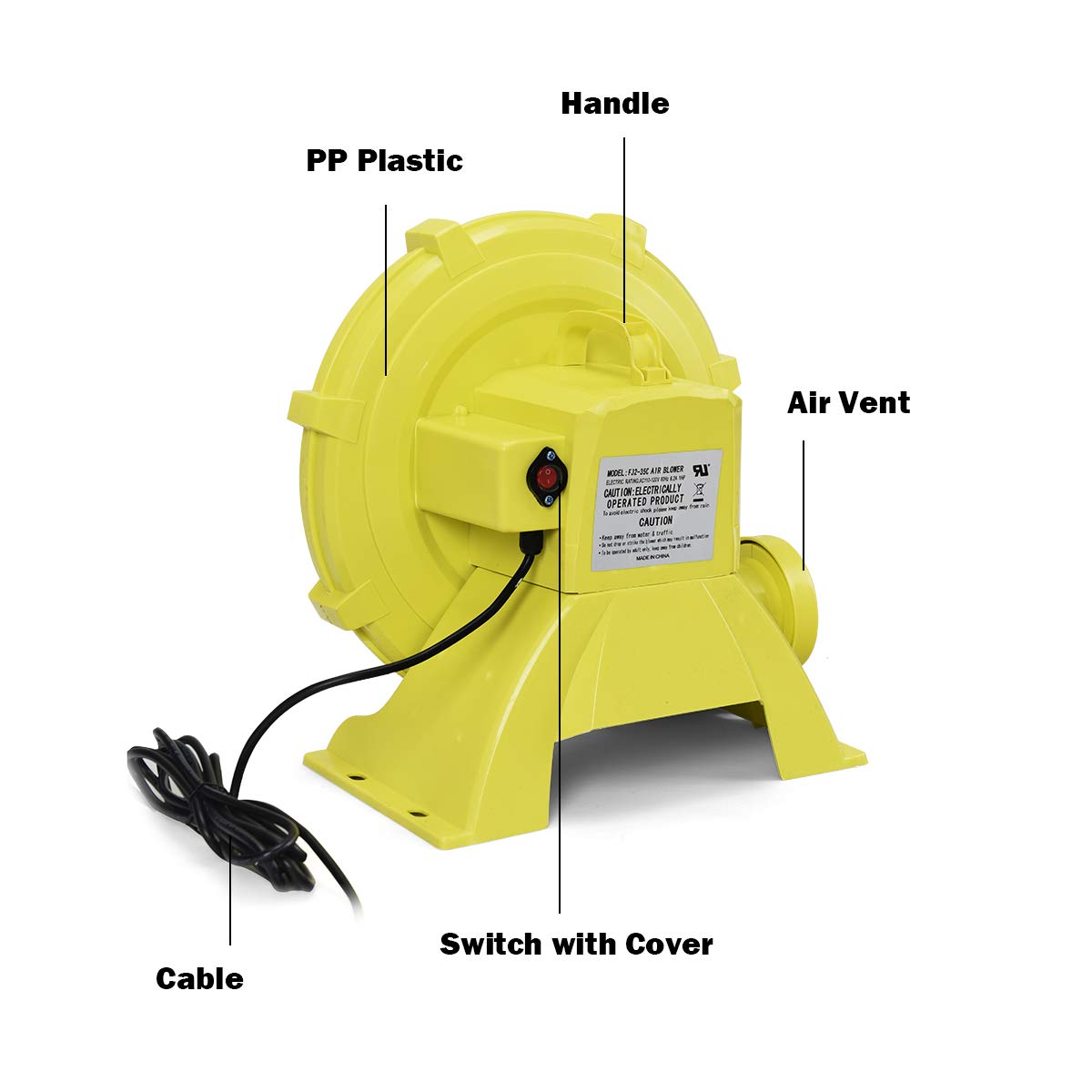 Costzon 950W Commercial Air Blower for Bounce Houses & Inflatables - 1.25HP High-Power Pump Fan for Inflatable Bouncers, Waterslides, Jumping Castles - Perfect for Birthday Parties, Carnivals & Outdoor Events