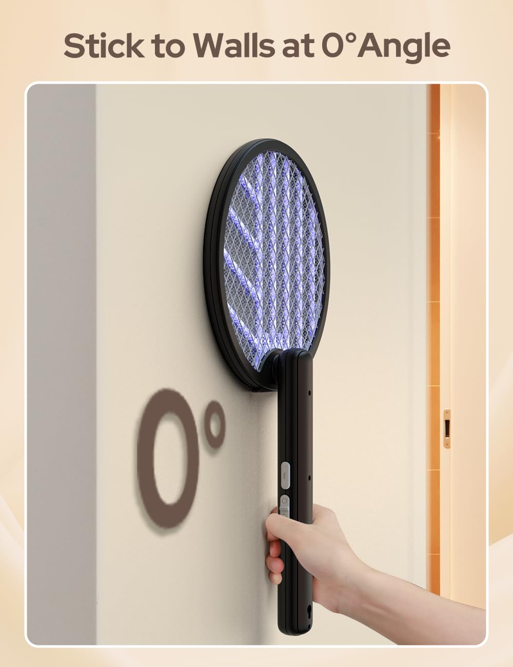 COSTAR Rechargeable Foldable Mosquito Bat with UV Light - 2-in-1 Electric Fly Swatter & Bug Zapper, 1200mAh Long-Lasting Battery, Rotatable Design (Black) - Perfect for Indoor/Outdoor Pest Control in Homes, Camping & Travel