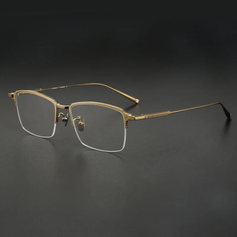 Aror Men's Semi-Rimless Square Titanium Eyeglasses Frame - Lightweight Durable Glasses for Work, Reading & Fashion (Model 10165)