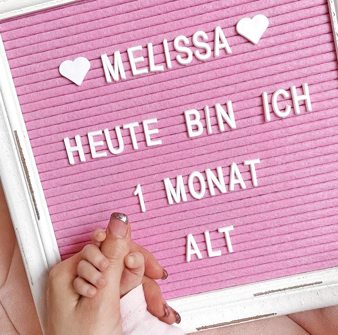 Pink Felt Letter Board with Rustic Wood Frame - 10x10 Changeable Message Board for Baby Announcements, Rustic Farmhouse Decor - Includes 350 Letters & Stand (Perfect for Nursery, Wedding, Birthday, Home Decor)