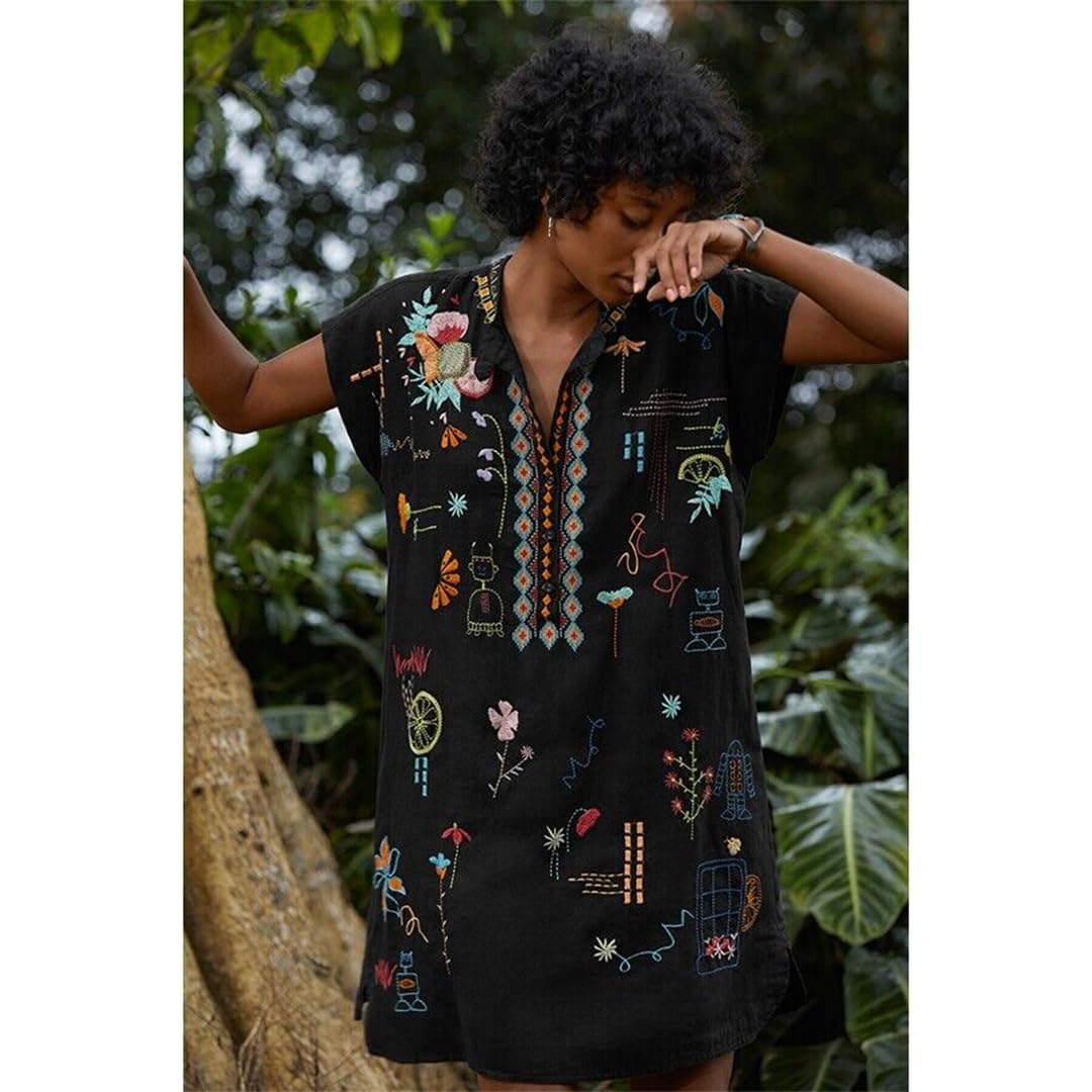Johnny Was Women's Linen Shift Dress - Flowy Summer Casual Dress for Beach, Vacation & Boho Style Outfits