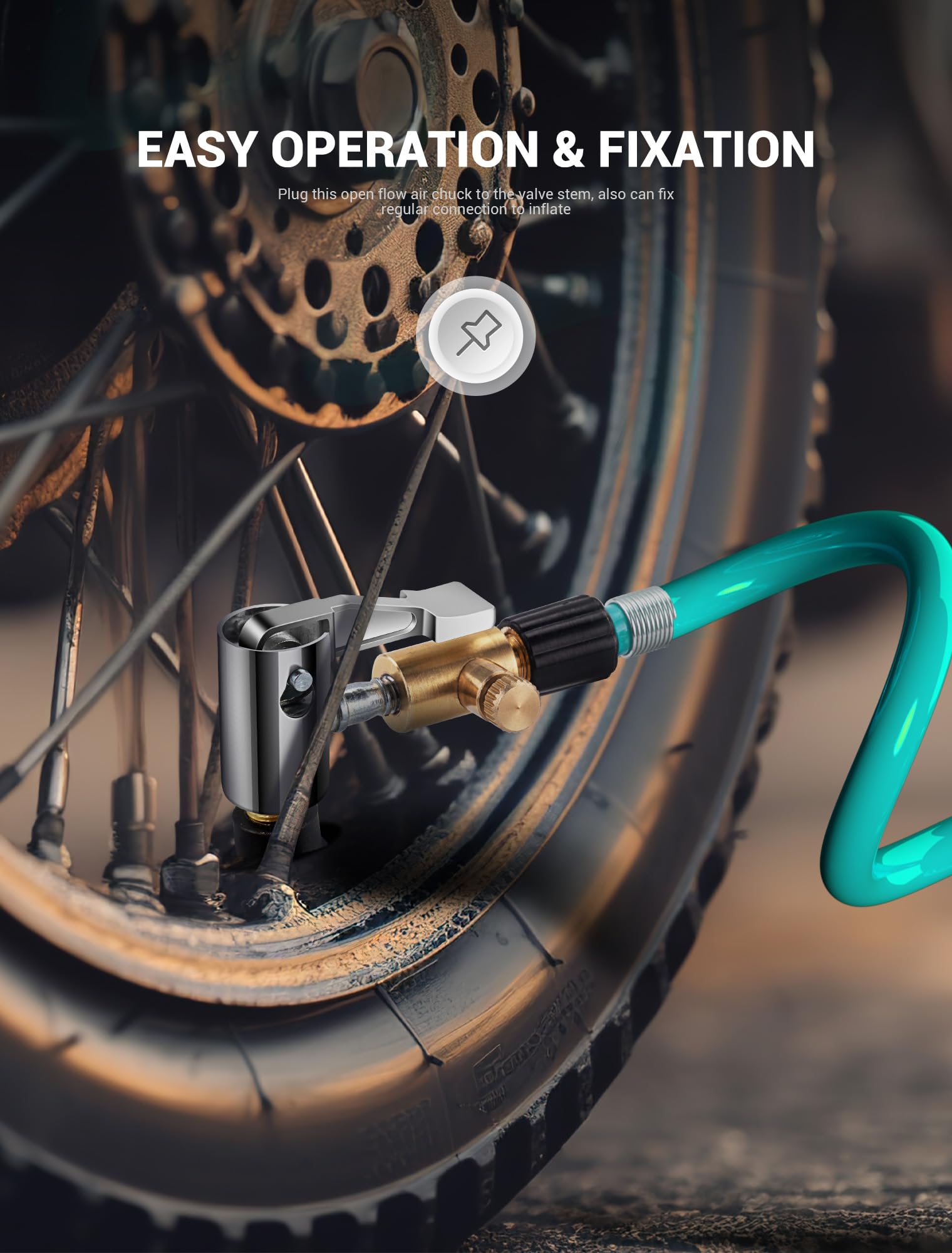**All Metal Lock-On Air Chuck Tire Inflator Hose Nozzle Adapter – 8mm Quick Connect & Release, No Leak Design for Portable Tire Pumps & Air Compressors – Perfect for Cars, Bikes, and ATVs**