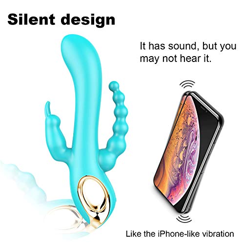 3 in 1 Silicone G-Spot Rabbit Anal Vibrator - 10 Powerful Vibration Modes, Waterproof & Rechargeable Adult Sex Toy for Women & Couples - Clitoral, Vaginal & Anal Stimulator (Blue) - Perfect for Solo Play & Intimate Couples Moments