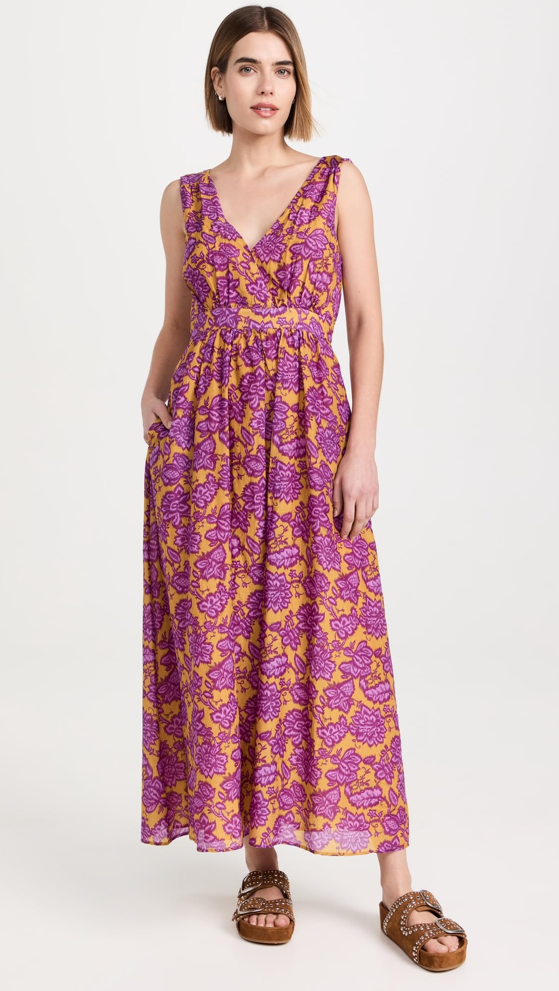 XIRENA Women's Rayven Dress - Flowy Summer Maxi Dress with Floral Print, V-Neck & Side Slits | Perfect for Beach Vacations, Date Nights & Casual Outings