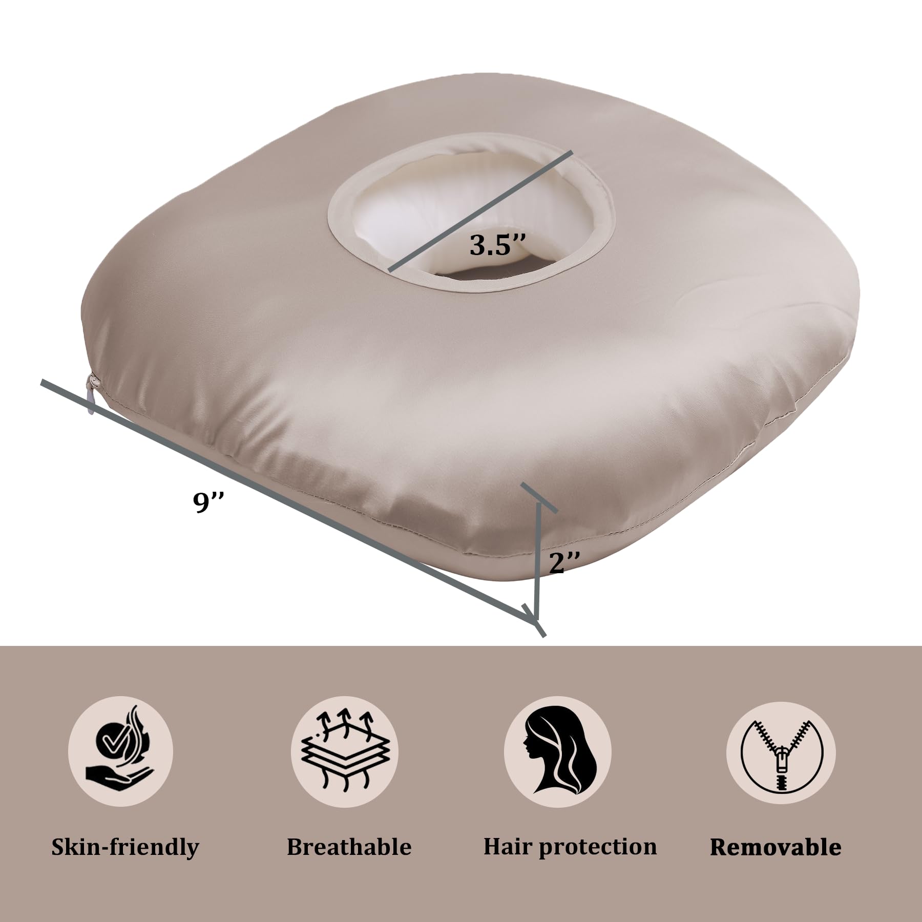 **Ear Piercing Pillow for Side Sleepers – Donut Pillow with Ear Hole & Silky Pillowcase – Relief for CNH, Ear Pain, Inflammation & Pressure Sores – Ear Guard Pillow (Cream White) – Perfect for Post-Piercing Care & Comfortable Sleep**