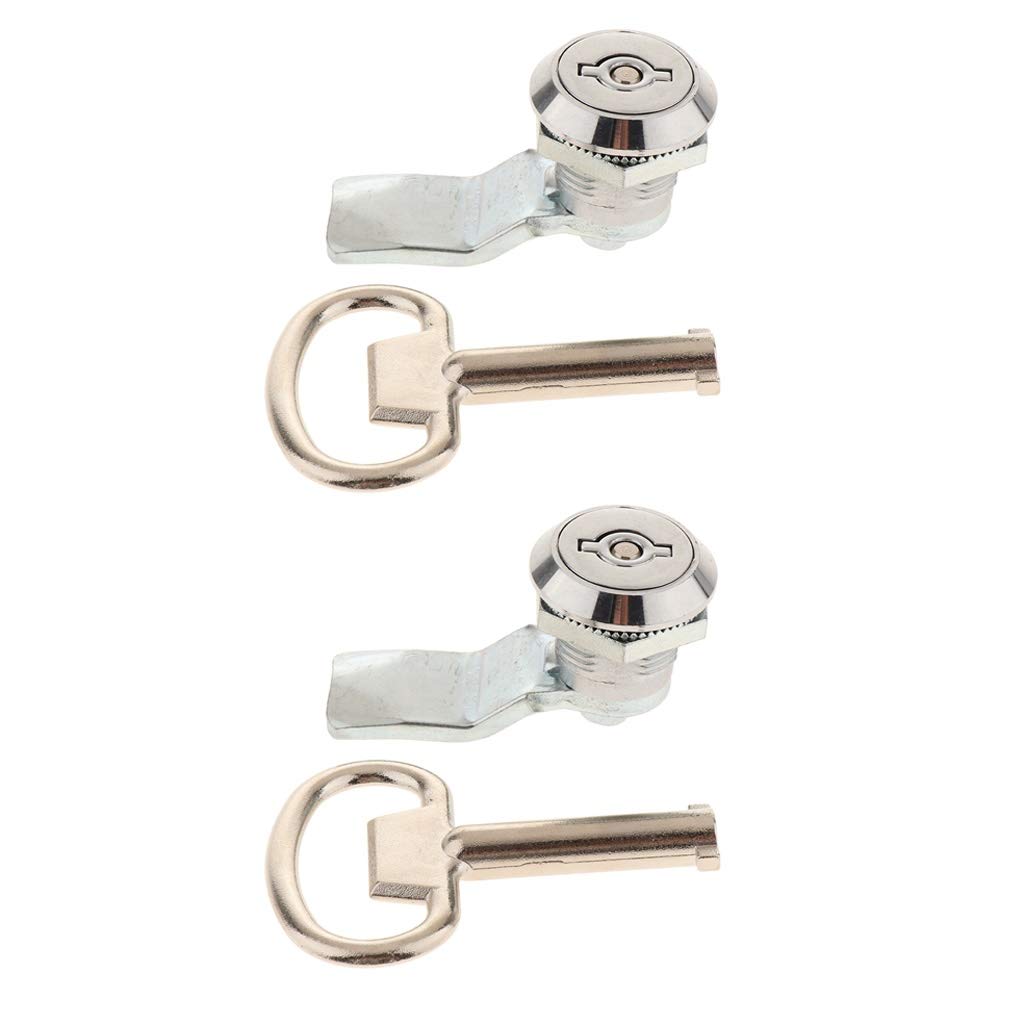 Electric Cabinet Lock - 2 Pack Shockproof Flat Cam Cylinder Door Latch with Key, Heavy Duty Security Lock for Home, Office, Storage & Garage Use