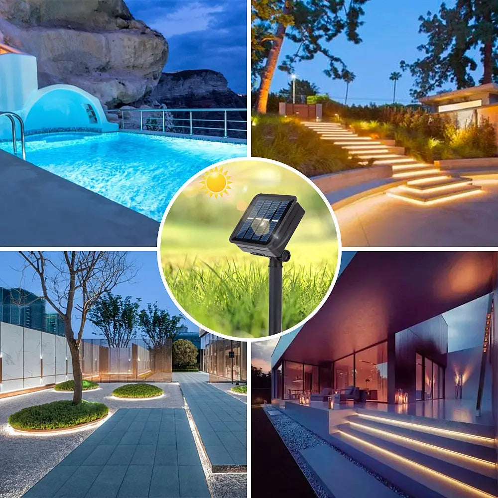 Solar LED Strip Lights - Waterproof Outdoor String Lights for Garden, Patio, Deck, Fence - Energy Efficient Decorative Lighting for Home, Party & Holiday Decor