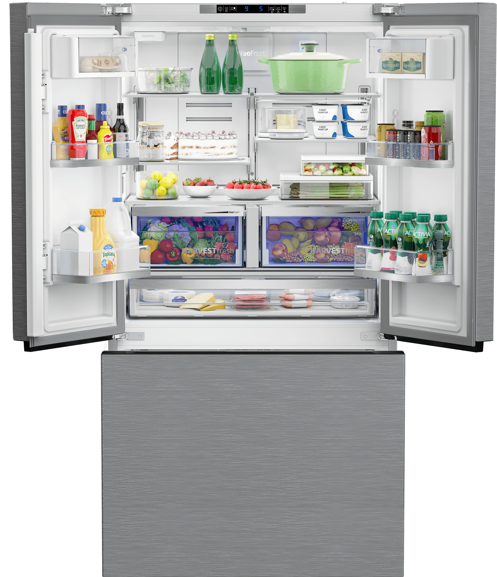 Beko BFFD3614ZSS 36 Inch French Door Refrigerator with HarvestFresh Technology - Energy Efficient Stainless Steel Smart Fridge for Modern Kitchens & Large Families