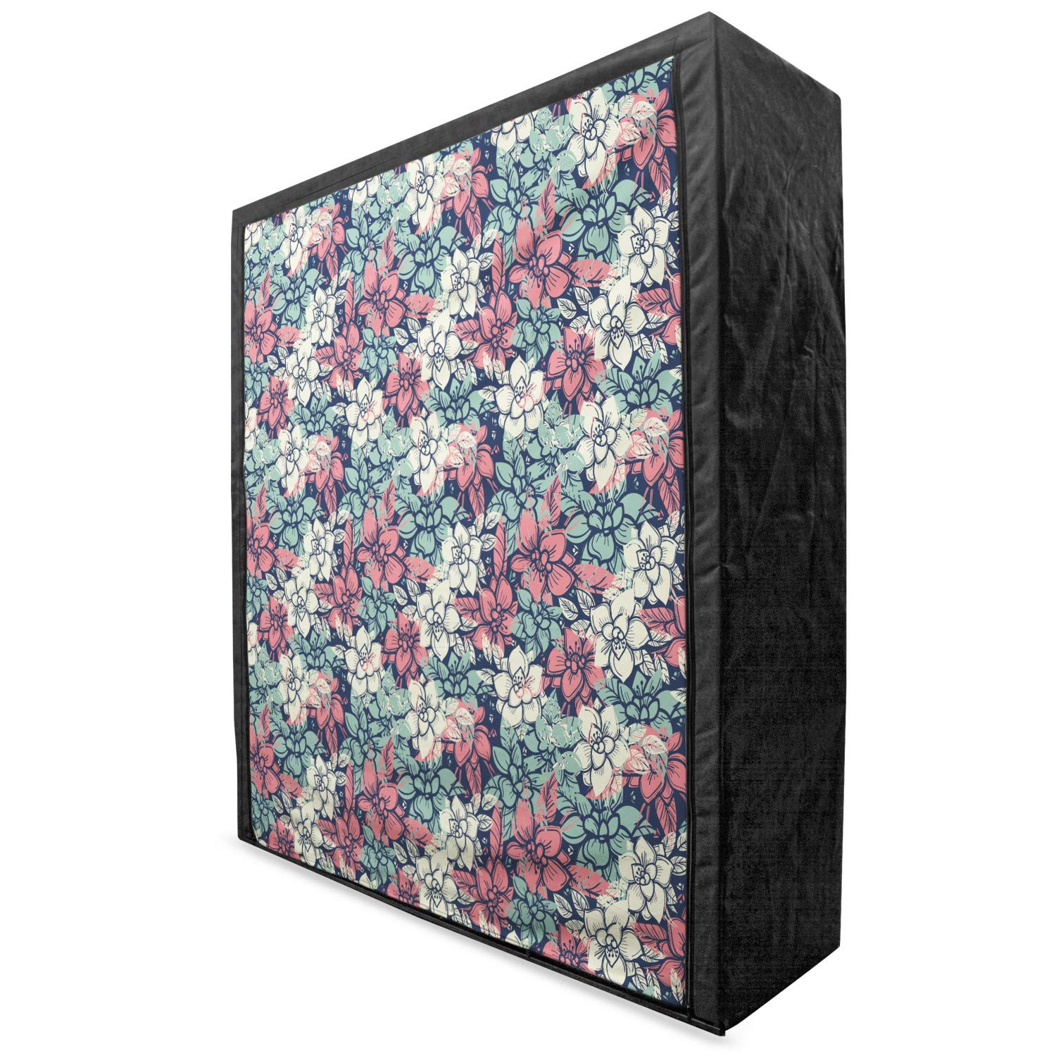Ambesonne Abstract Portable Fabric Wardrobe - Vintage Romantic Garden Floral Pattern, Hippie Summer Bouquet Clothing Organizer with Shelves, 59 Inch Multicolor Storage Closet for Bedroom, Dorm, or Travel