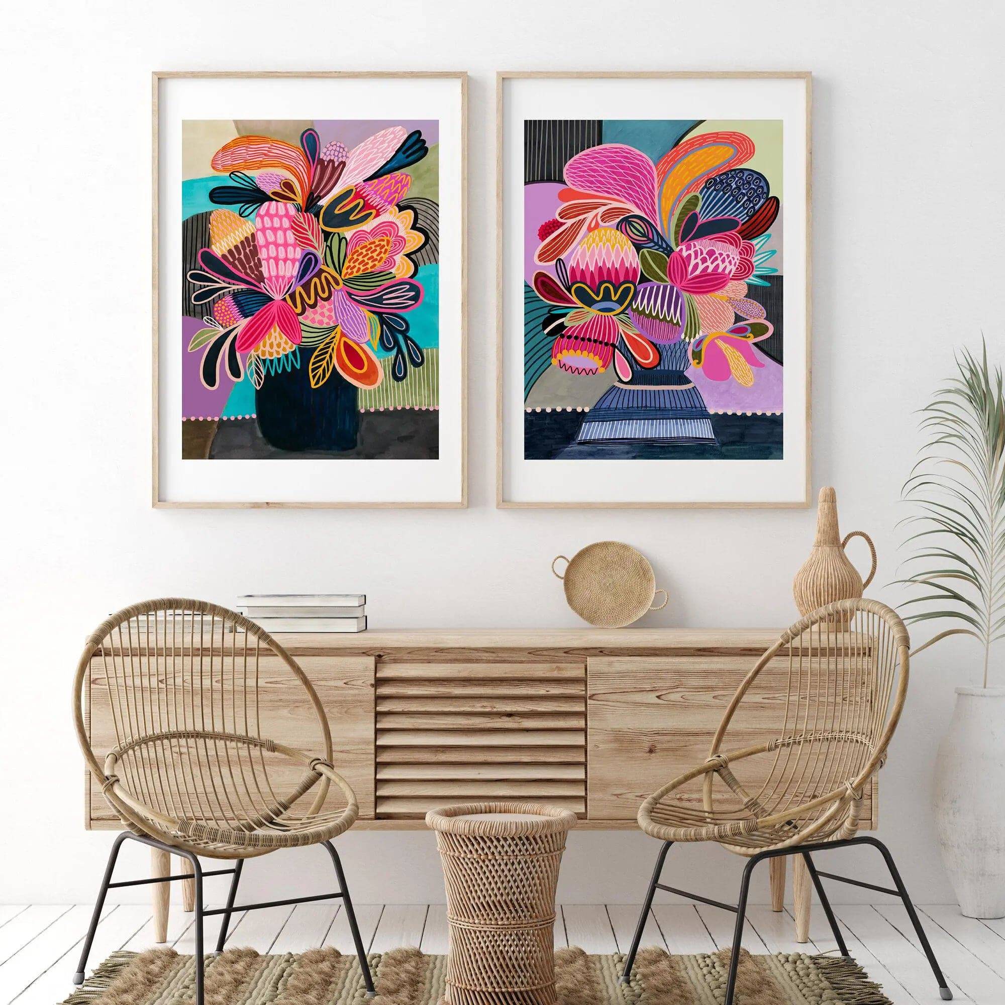Color Pop Modern Wall Art Set - Abstract Canvas Paintings for Living Room, Bedroom & Office Decor | Vibrant Home Wall Decorations