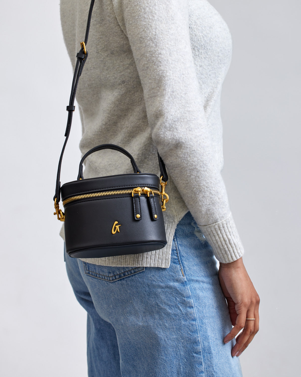 Mini Smooth Gold Vanity Bag - Elegant Black Clutch for Women | Perfect for Parties, Weddings & Evening Events