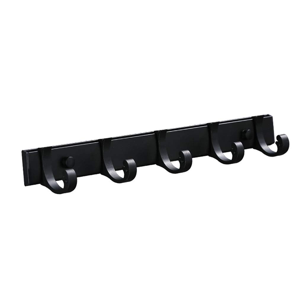 Premium Space Aluminum Black Coat Hooks - Wall Mounted Entryway Organizer with 5 Hooks for Coats, Hats & Towels - Durable Decorative Hooks for Home, Office & Bathroom Use