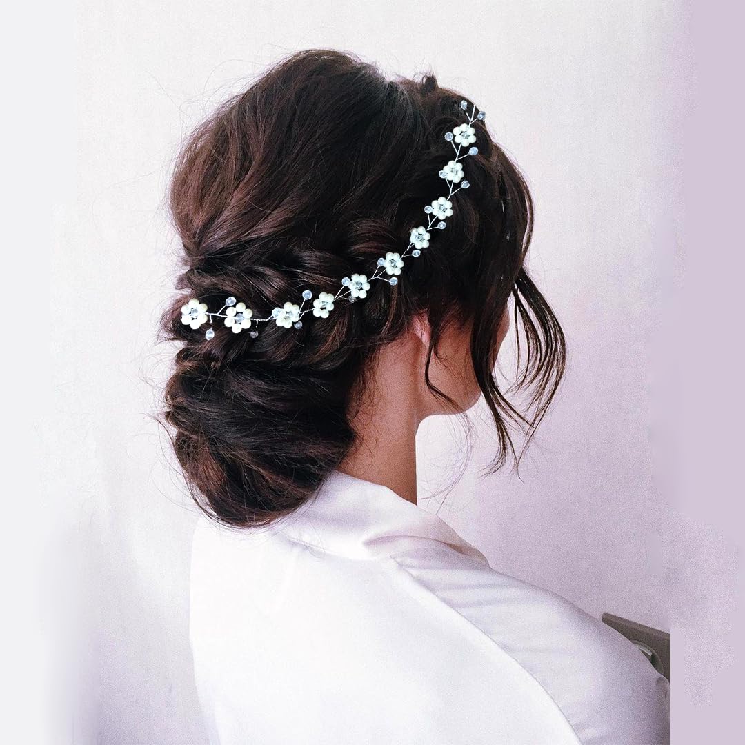 Floral Pearl Hair Pin for Women - Elegant Hair Veil & Judabun Hair Accessories for Weddings, Parties & Special Occasions