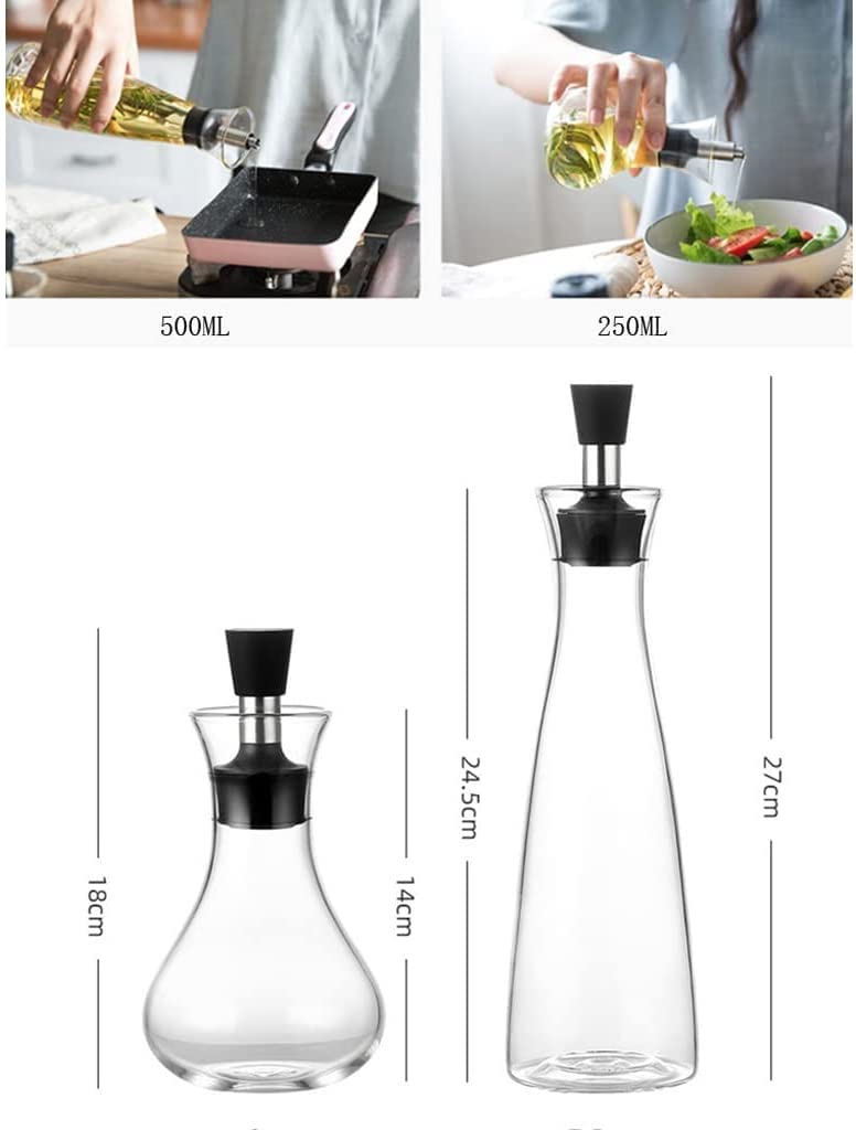 Premium Borosilicate Glass Oil Dispenser Bottle - 500ml Leak-Proof Kitchen Oil & Vinegar Cruet with Drip-Free Spout - Perfect for Olive Oil, Soy Sauce, Salad Dressing & Seasoning Storage (Transparent) - Ideal for Home Kitchen, Restaurant & Gourmet Cooking