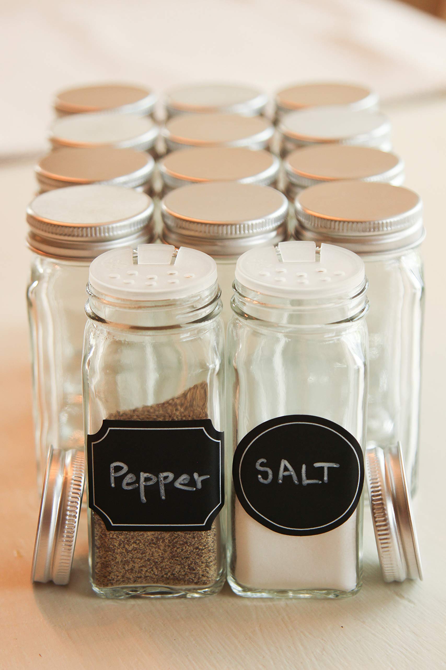14-Pack 4oz Glass Spice Jars with Shaker Lids - Airtight Small Spice Containers for Kitchen Organization | Perfect for Storing Herbs, Seasonings & DIY Spice Blends | Essential Pantry Storage Solution