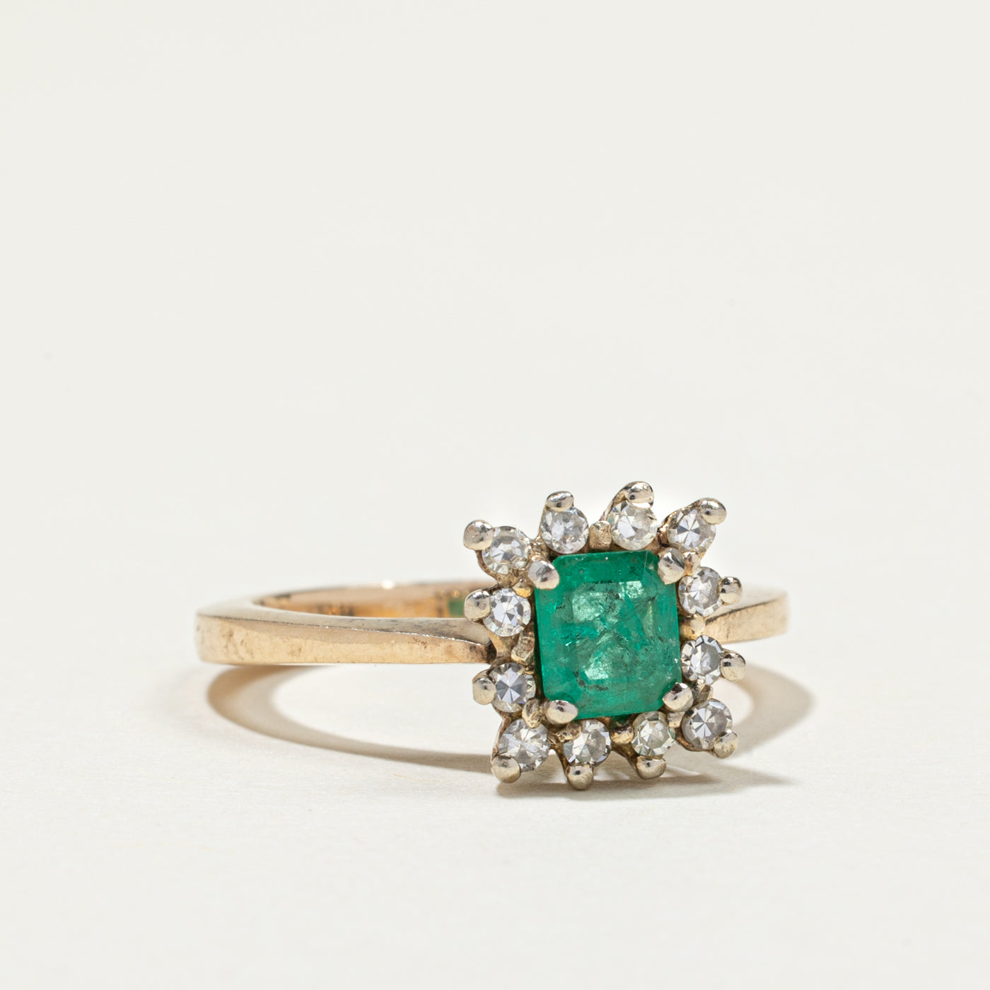 Emerald and Diamond Petal Ring - 0.54ct Emerald & 0.22ctw Diamond - Size 5.75 - Elegant Floral Jewelry for Women, Perfect for Weddings, Anniversaries & Special Occasions