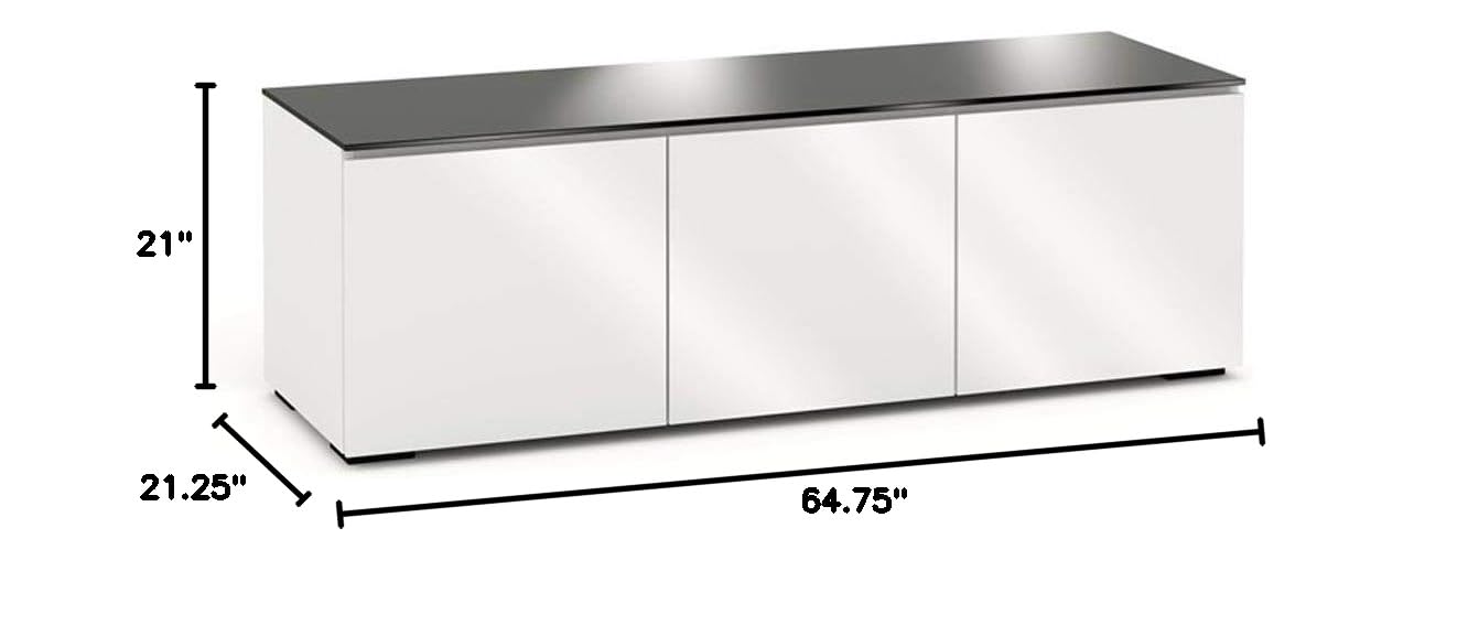 Salamander Miami 237 Black Glass TV Stand with Gloss White Finish - Modern Entertainment Center for Living Room, Bedroom & Home Theater Setup