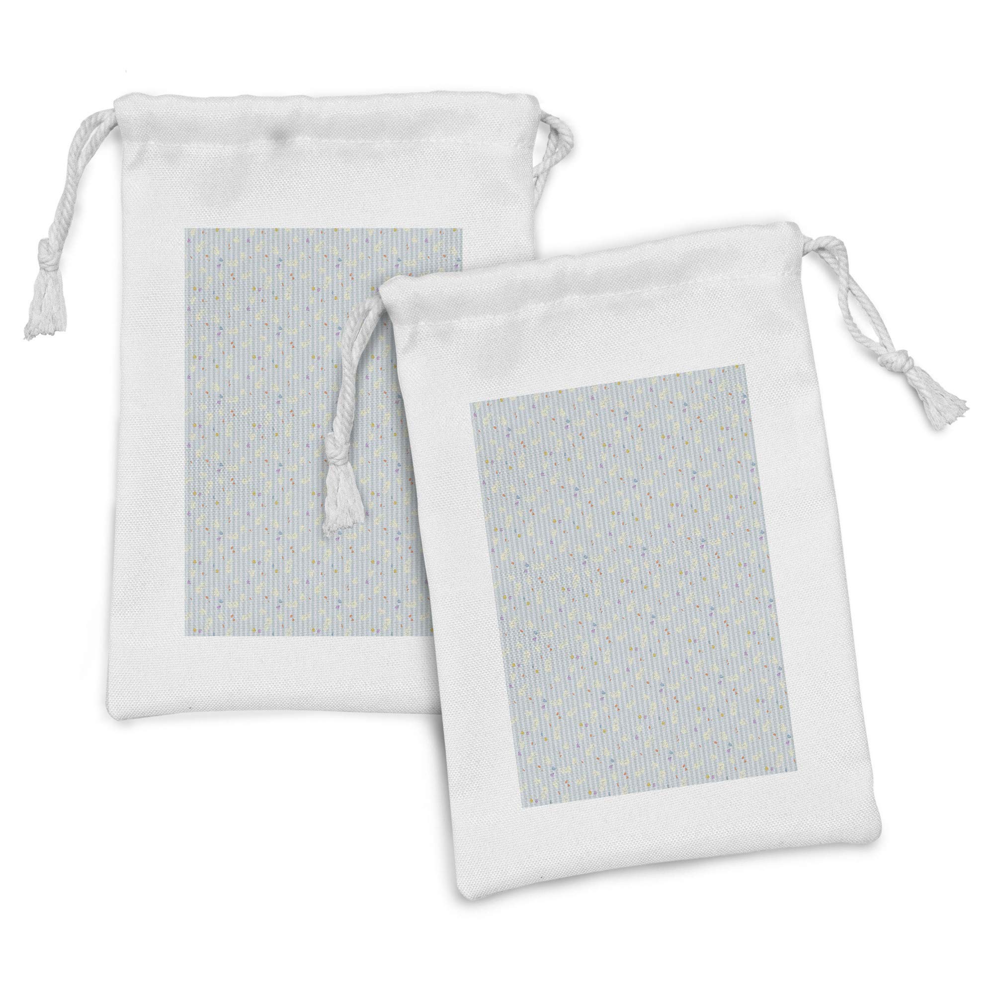 Ambesonne Floral Fabric Pouch Set of 2 - Spring Flowers & Dandelion Print Drawstring Bags (9