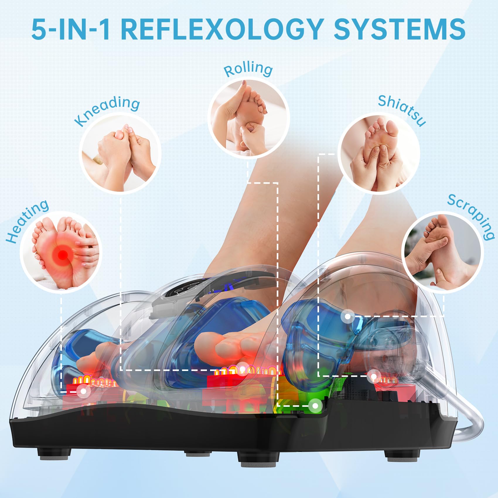 TISSCARE Shiatsu Foot Massager with Heat - Deep Kneading Massage Machine for Neuropathy, Plantar Fasciitis Pain Relief - Therapeutic Leg, Calf & Ankle Massager with Heating - Perfect Gift for Men & Women - Ideal for Home Relaxation & Foot Care Therapy
