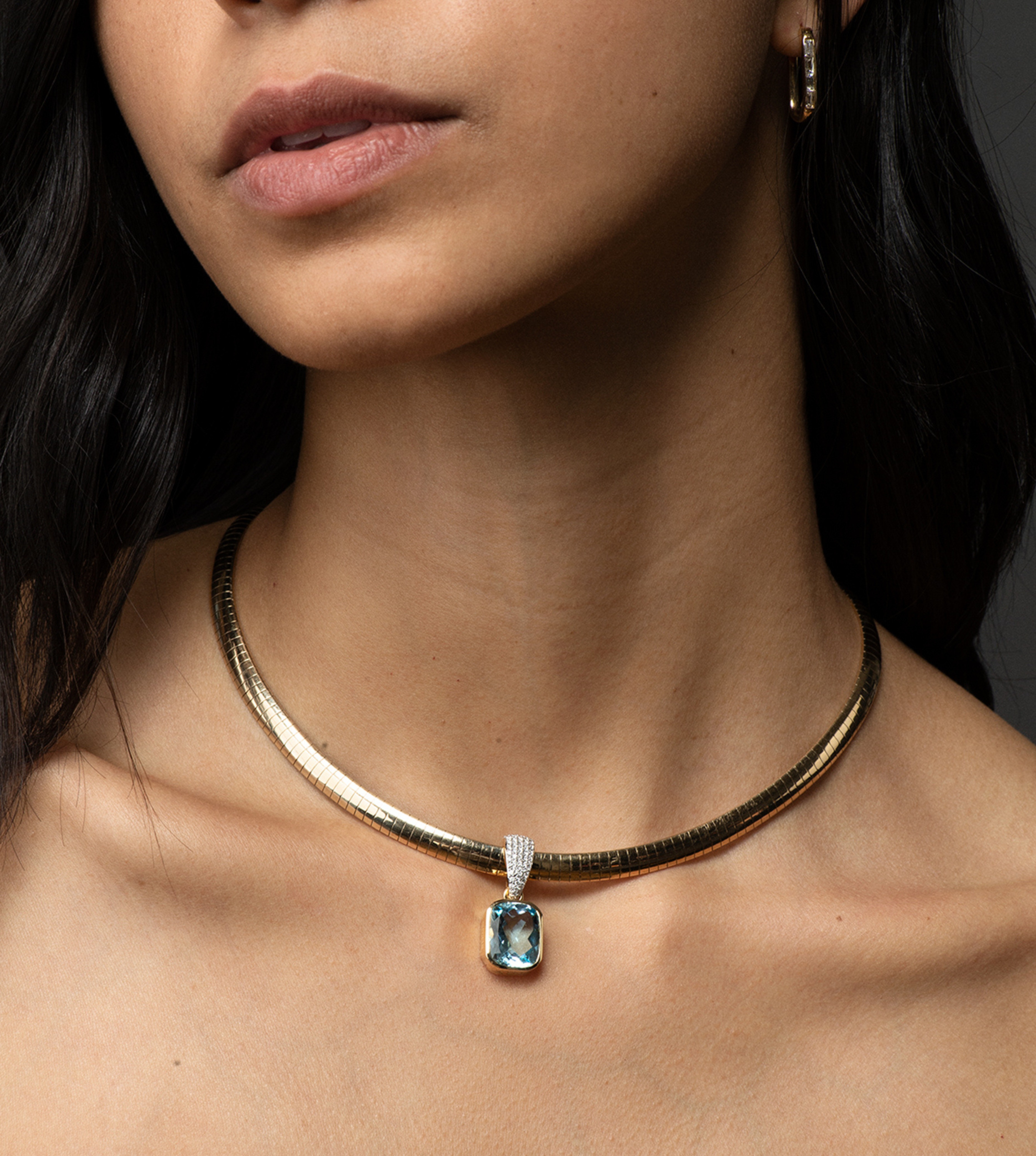 14K White Gold Pave Diamond Medium Bail Link Necklace - Elegant Layering Piece for Women, Perfect for Everyday Wear & Special Occasions