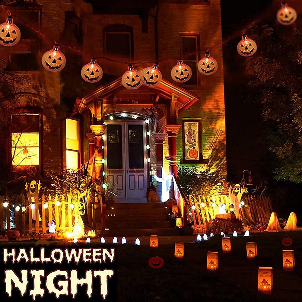 8.5FT LED String Lights with 14 Bulbs - Waterproof Outdoor Halloween Lights for Pumpkin Decor, Haunted House, Carnival & Masquerade Party | Perfect for Patio, Garden, Yard & Indoor Decorations