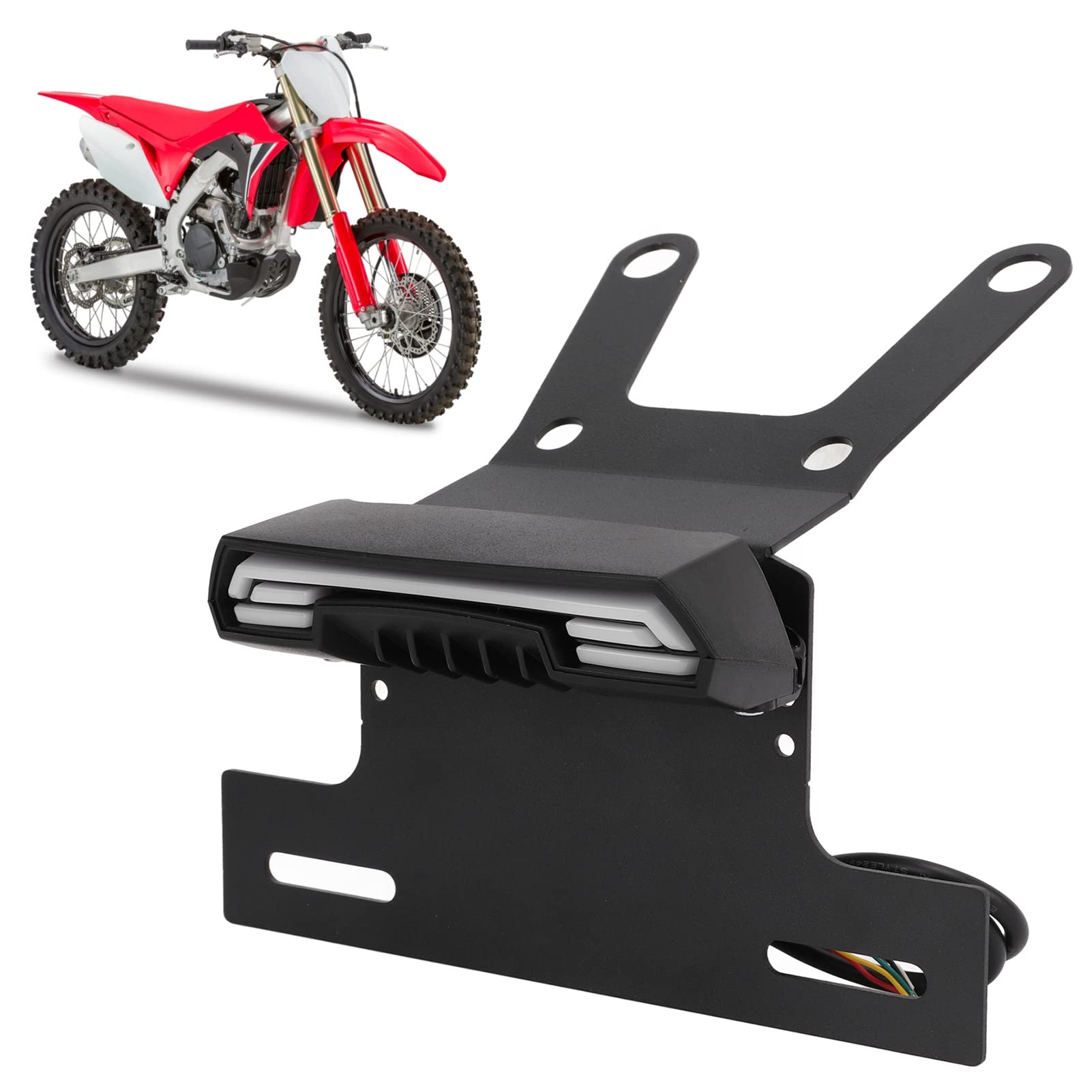 Honda CRF250L Motorcycle License Plate Holder Bracket with LED Tail Light - Replacement for CRF250L/250M - Durable Number Plate Mount for Off-Road & Street Riding - Perfect for Trail Adventures & Daily Commuting