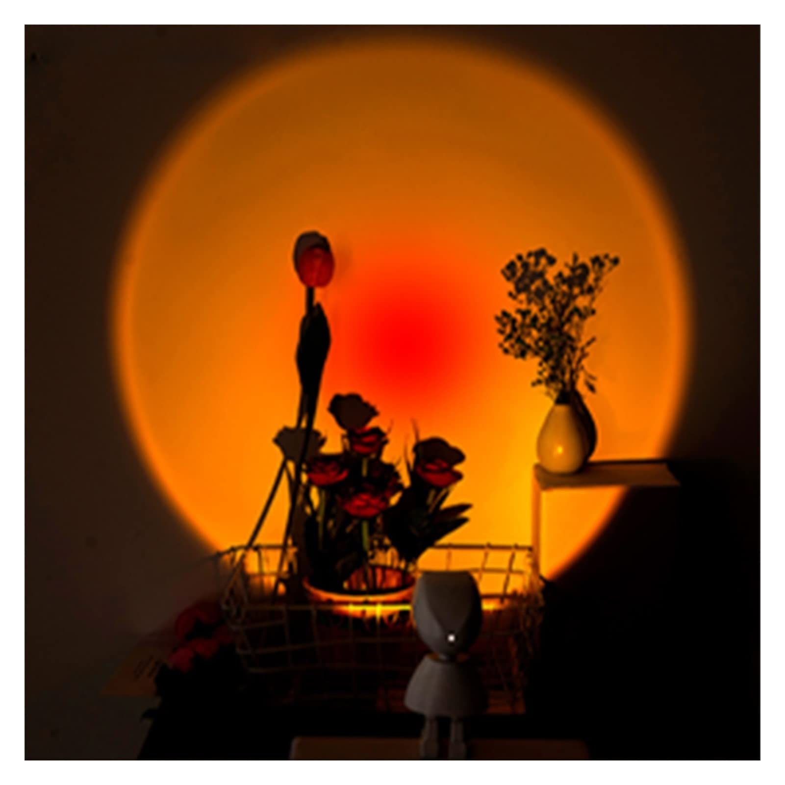 **Astronaut Sunset Light - Starry Sky Projection Night Light for Bedroom, Desk & Kids Room | Red LED Robot Lamp, Birthday Gift & Farmhouse Decor**