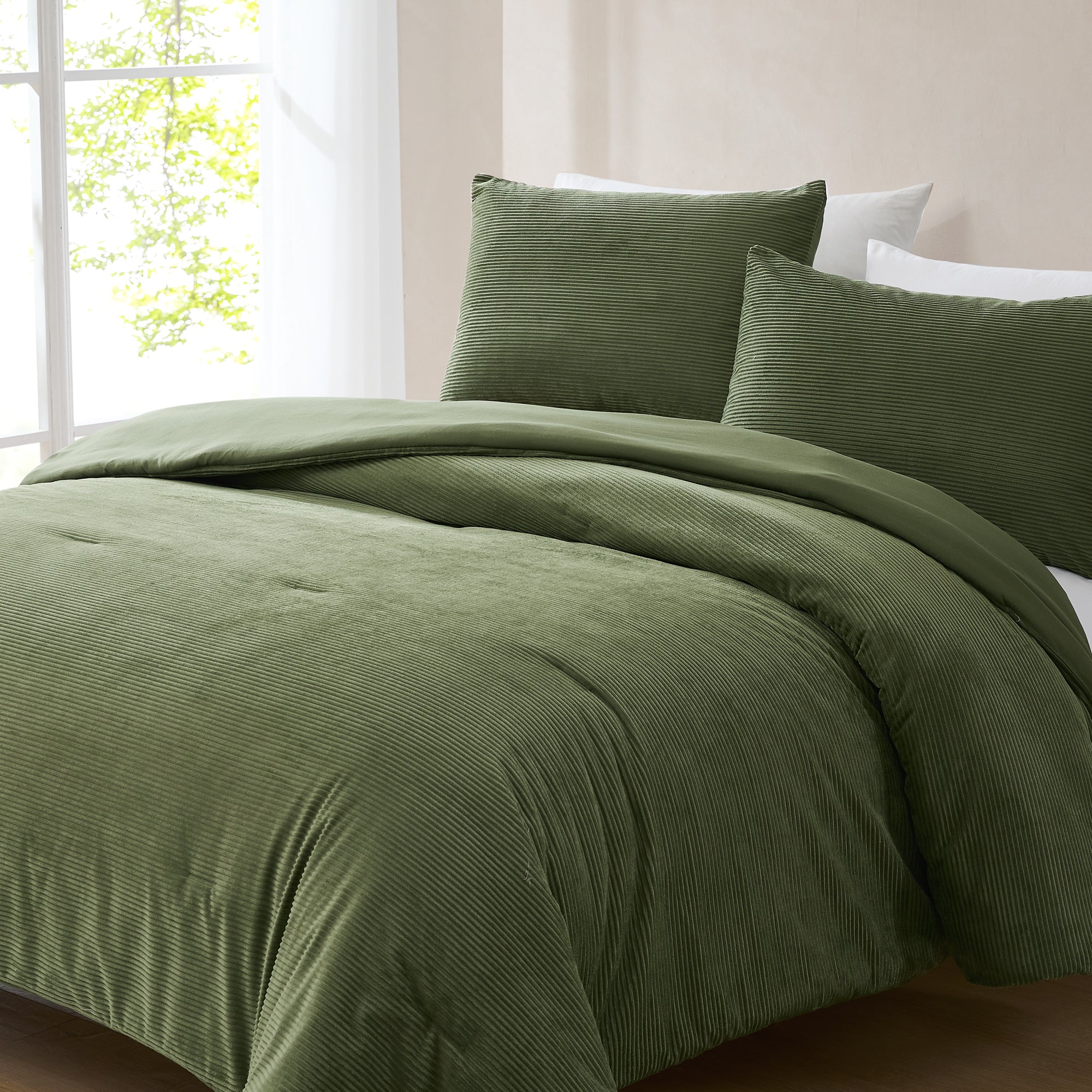 Arden Ribbed Corduroy Comforter Set - Soft & Durable Bedding Collection for Cozy Bedroom Decor | Perfect for Winter Nights & Home Styling