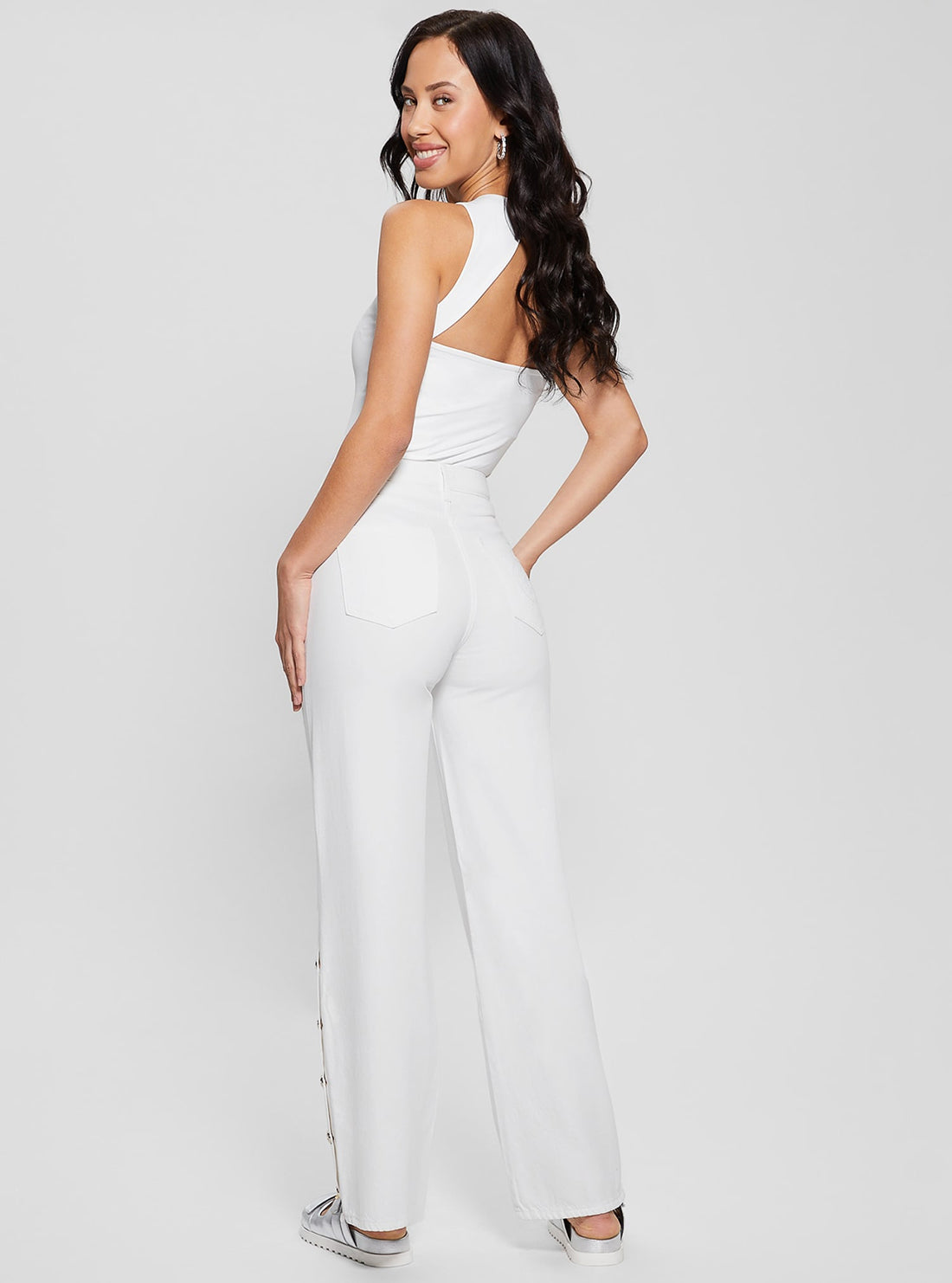 High Rise Wide Leg Denim Jeans for Women - Comfortable White Stretch Jeans with Paz Design | Perfect for Casual Wear, Office Outfits & Street Style Fashion