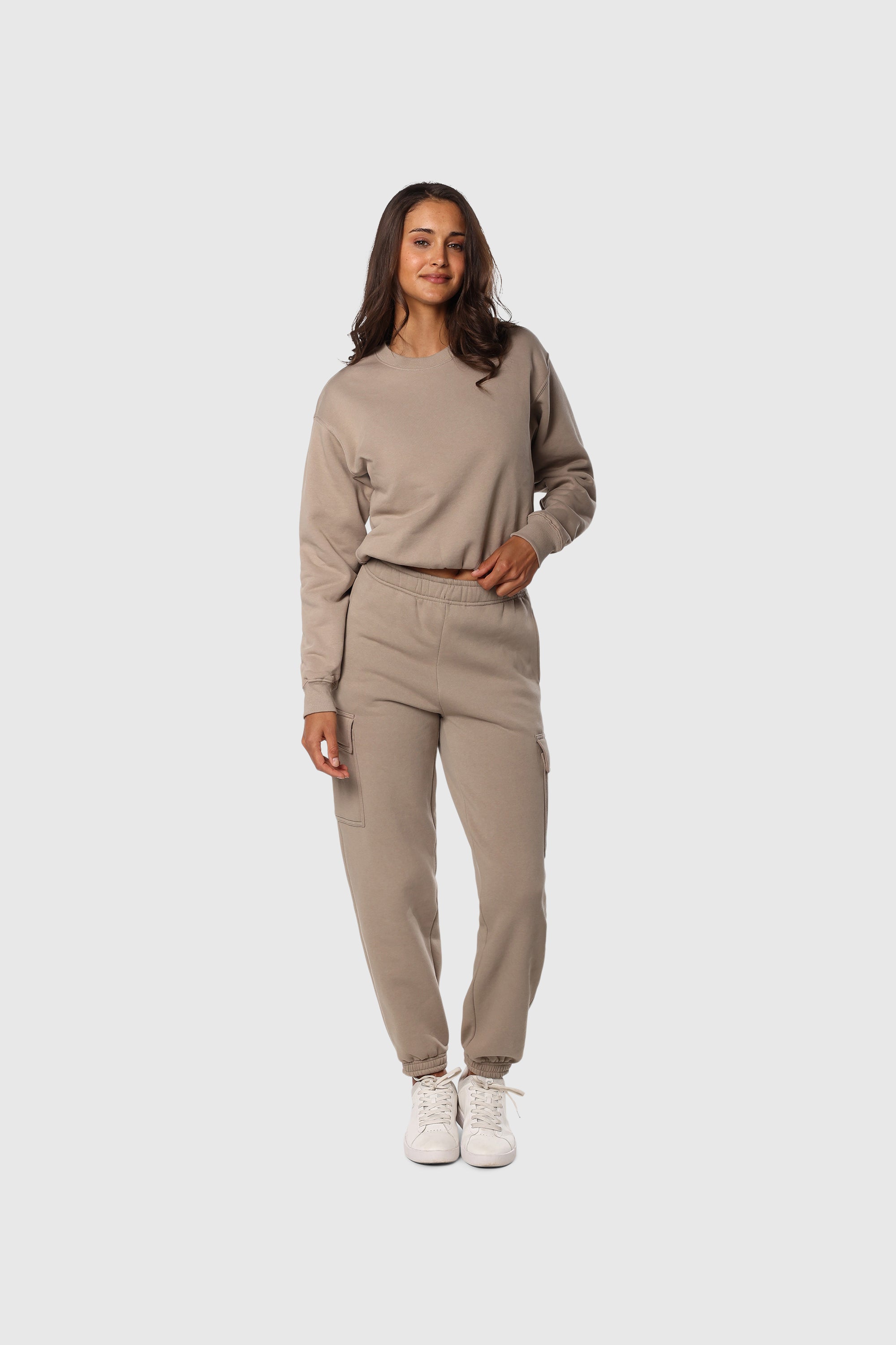 Cozy Tan Cinch Fleece Lounge Set for Women - Soft & Warm Two-Piece Outfit for Relaxing at Home, Lounging, or Running Errands