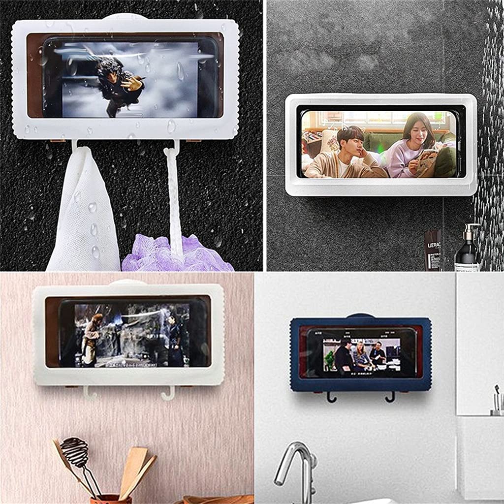Waterproof Phone Holder for Shower - Universal Tablet & Smartphone Wall Mount Case with Strong Adhesive - Perfect for Bathroom, Kitchen, and Outdoor Use