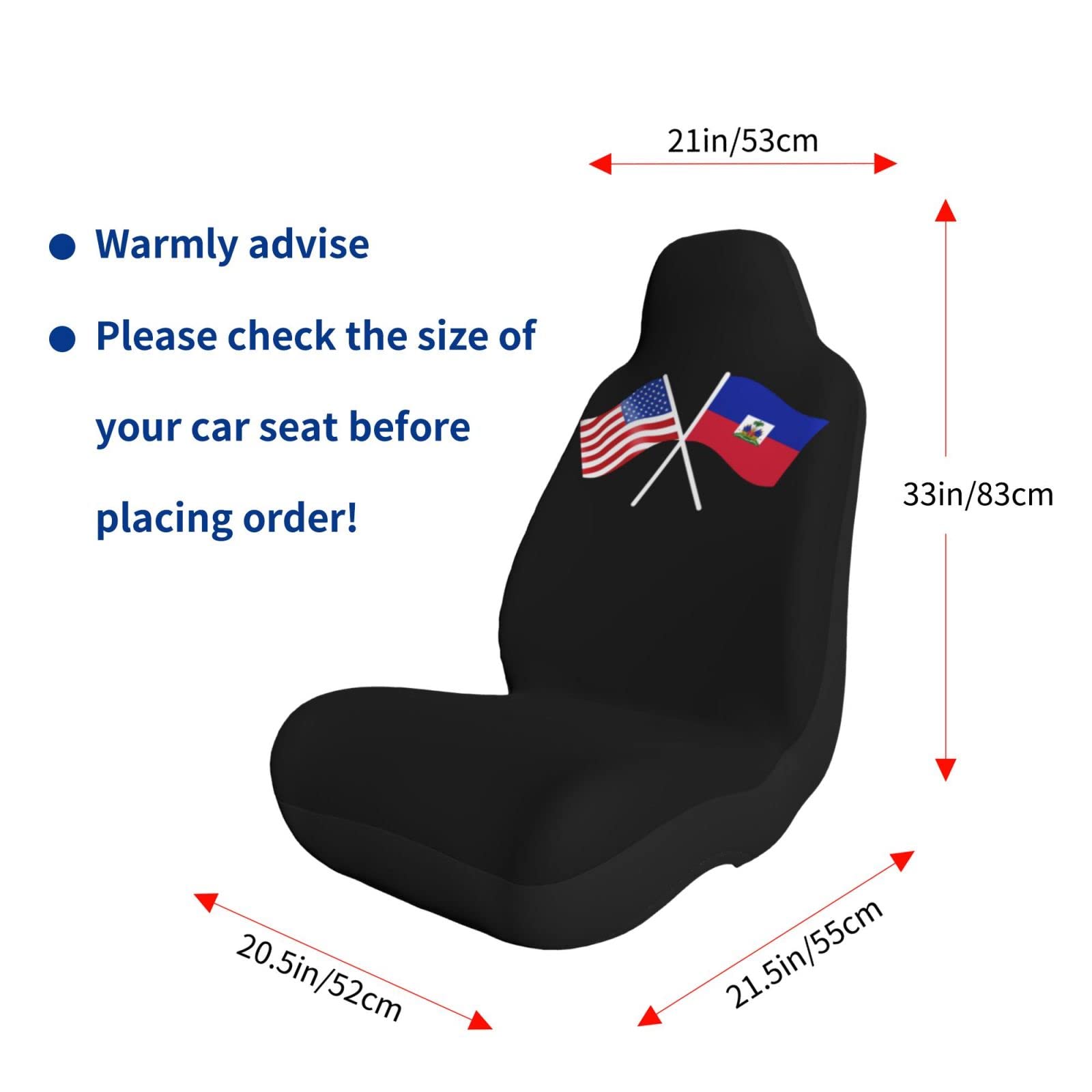 OKLRYNBV American & Haiti Flag Car Seat Covers - Universal Fit for Most Vehicles (2-Piece Set) | Patriotic Car Accessories for SUV, Truck & Sedan
