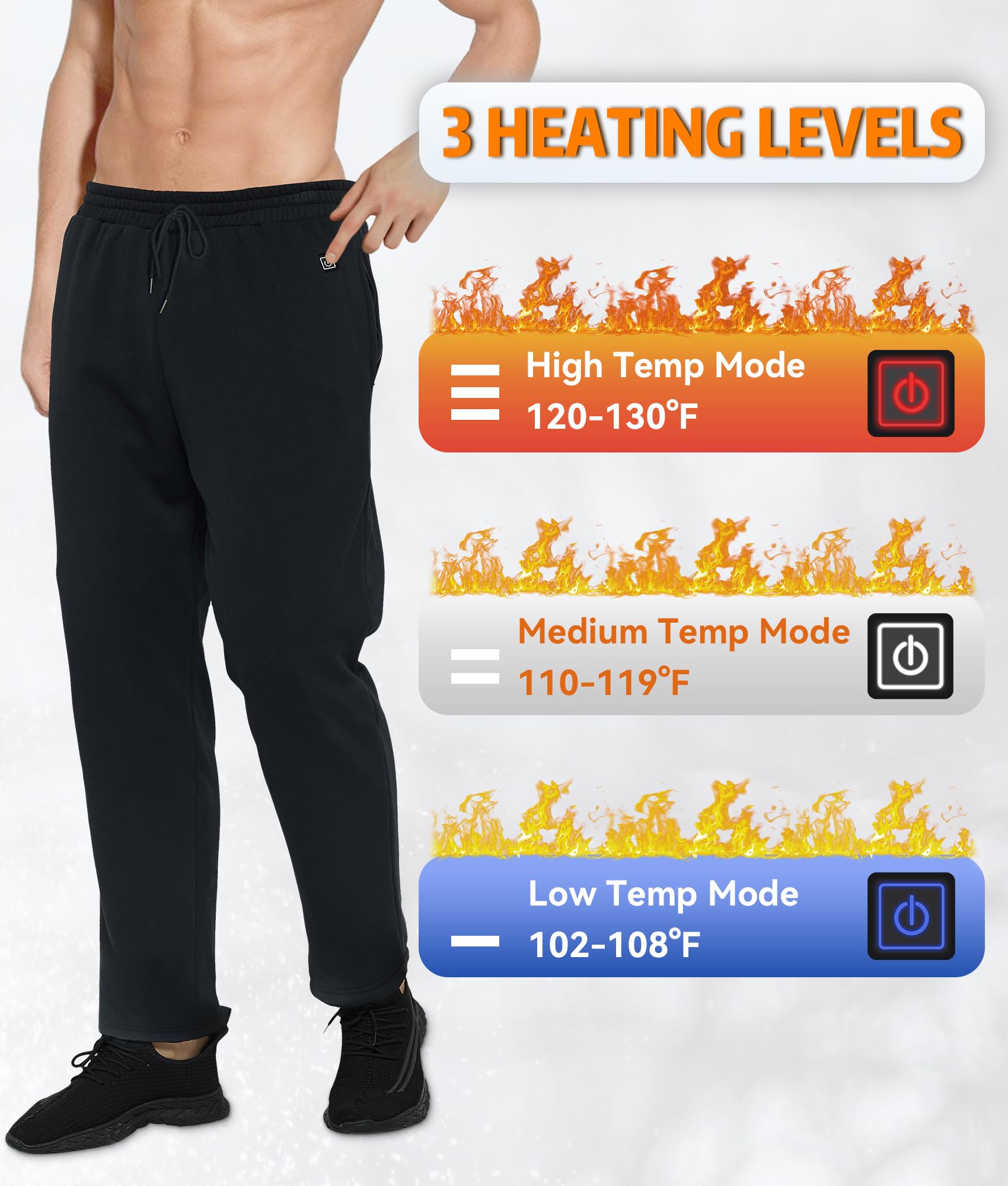 FERNIDA Heated Pants with Rechargeable Battery Pack - Polar Fleece Lined USB Electric Heating Sweatpants for Men & Women - Perfect for Winter Sports, Outdoor Activities & Cold Weather
