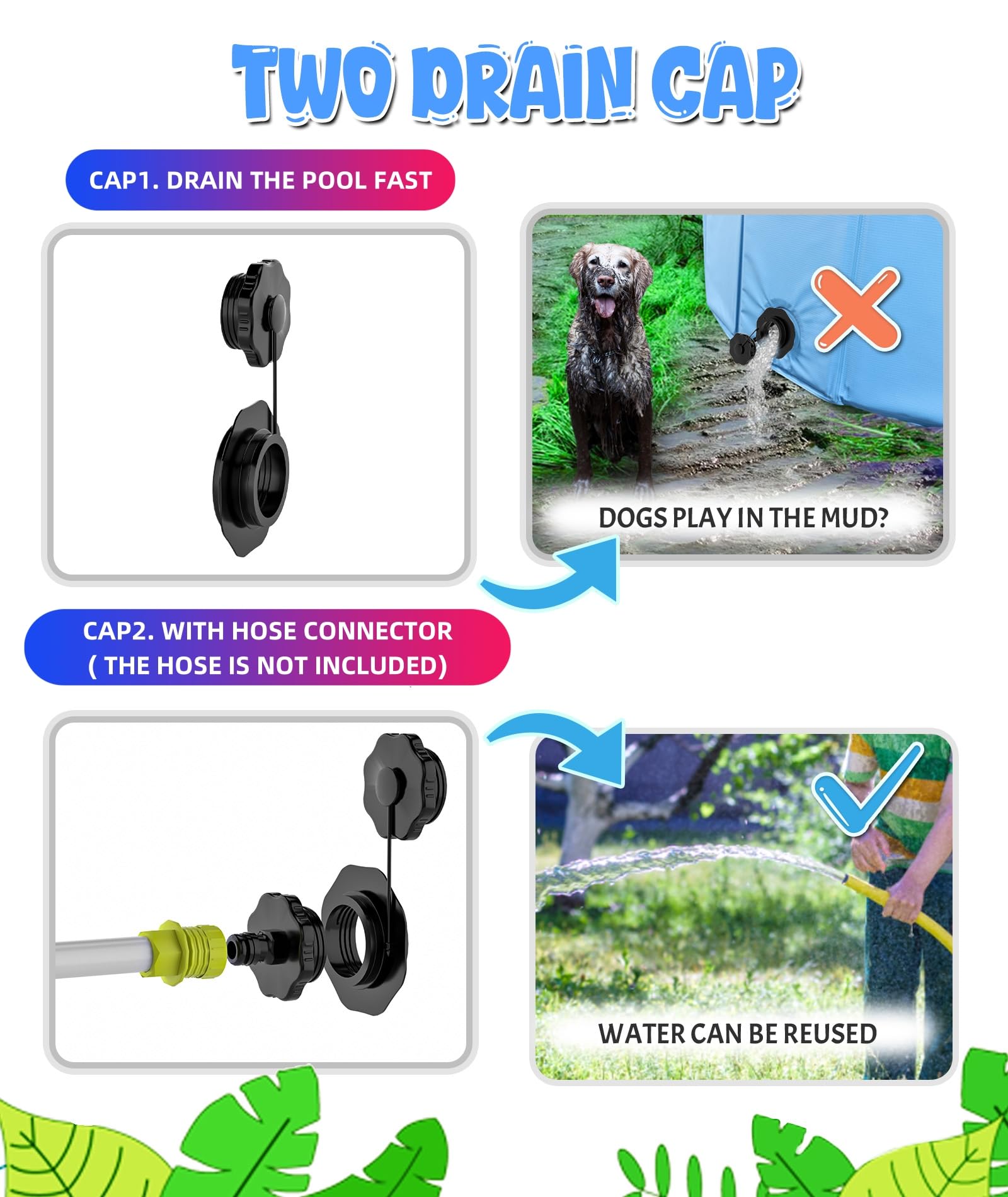 Hyperzoo 97x16 Inch Foldable Dog Pool - Heavy Duty PVC Leakproof Pet Bathing Tub for Small, Medium & Large Dogs - Collapsible Wading Pool for Puppies, Kids & Outdoor Summer Fun